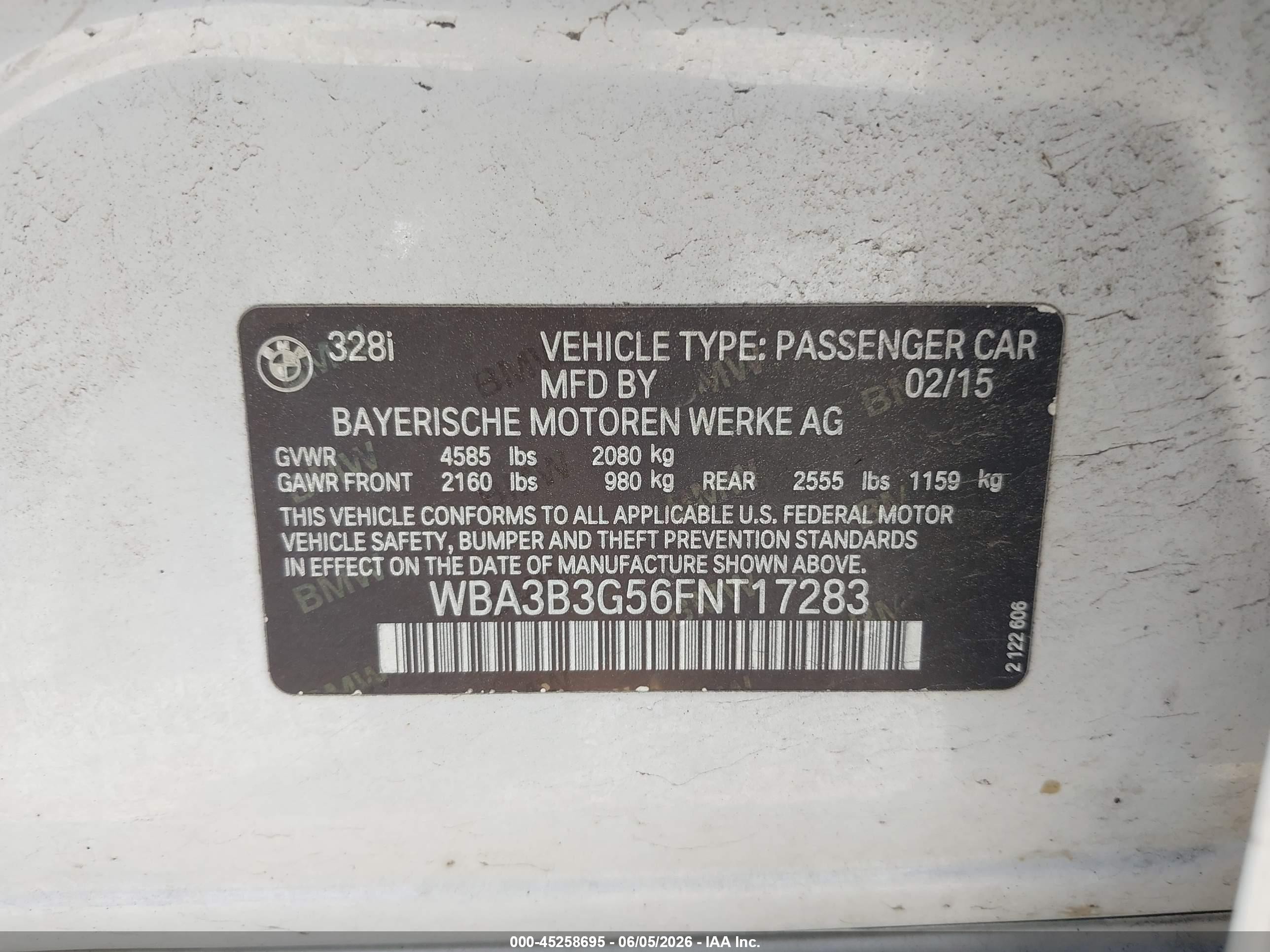 2015 Bmw 328i Xdrive Белый vin: WBA3B3G56FNT17283
