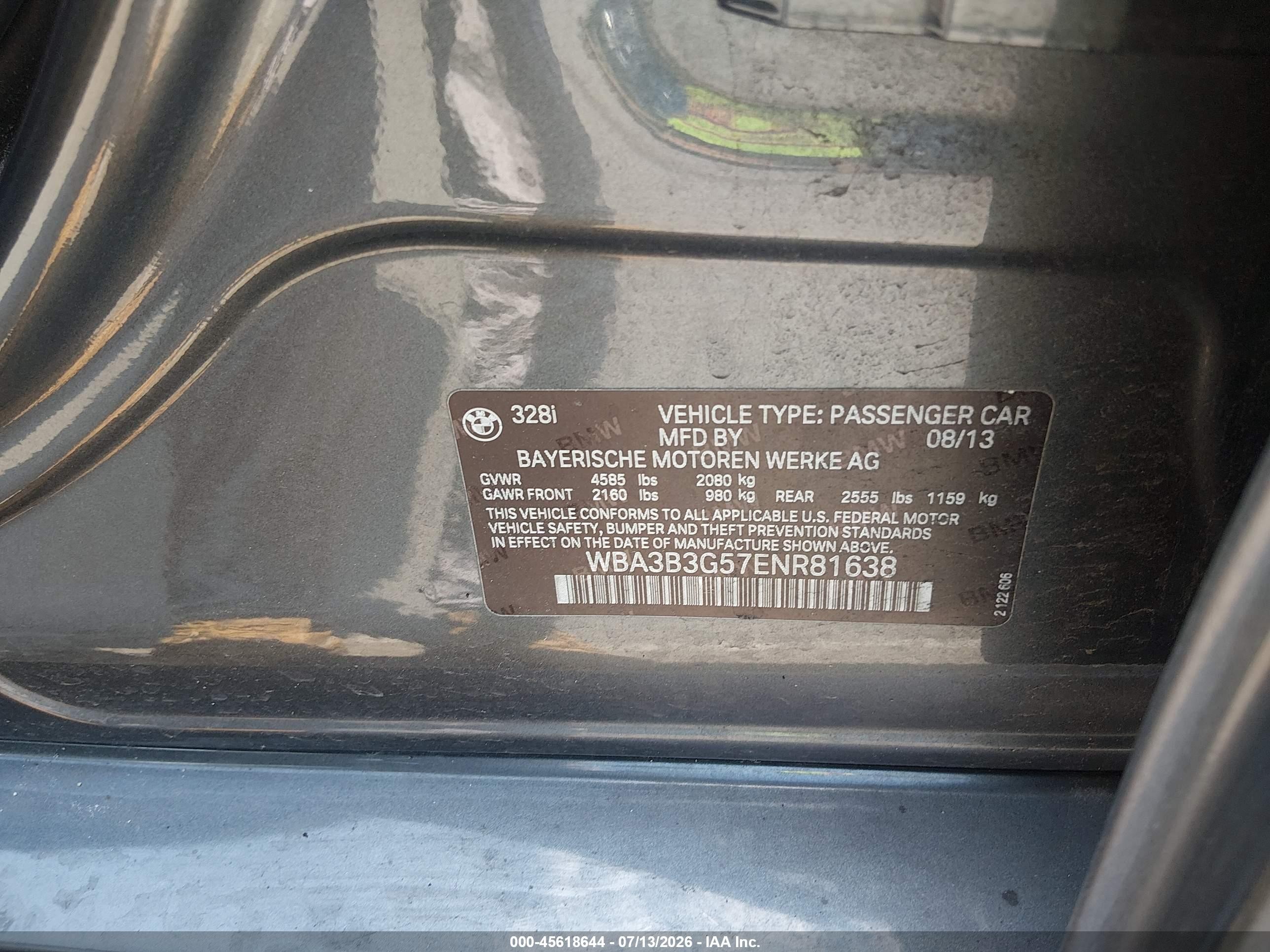 2014 Bmw 328i Xdrive Gray vin: WBA3B3G57ENR81638