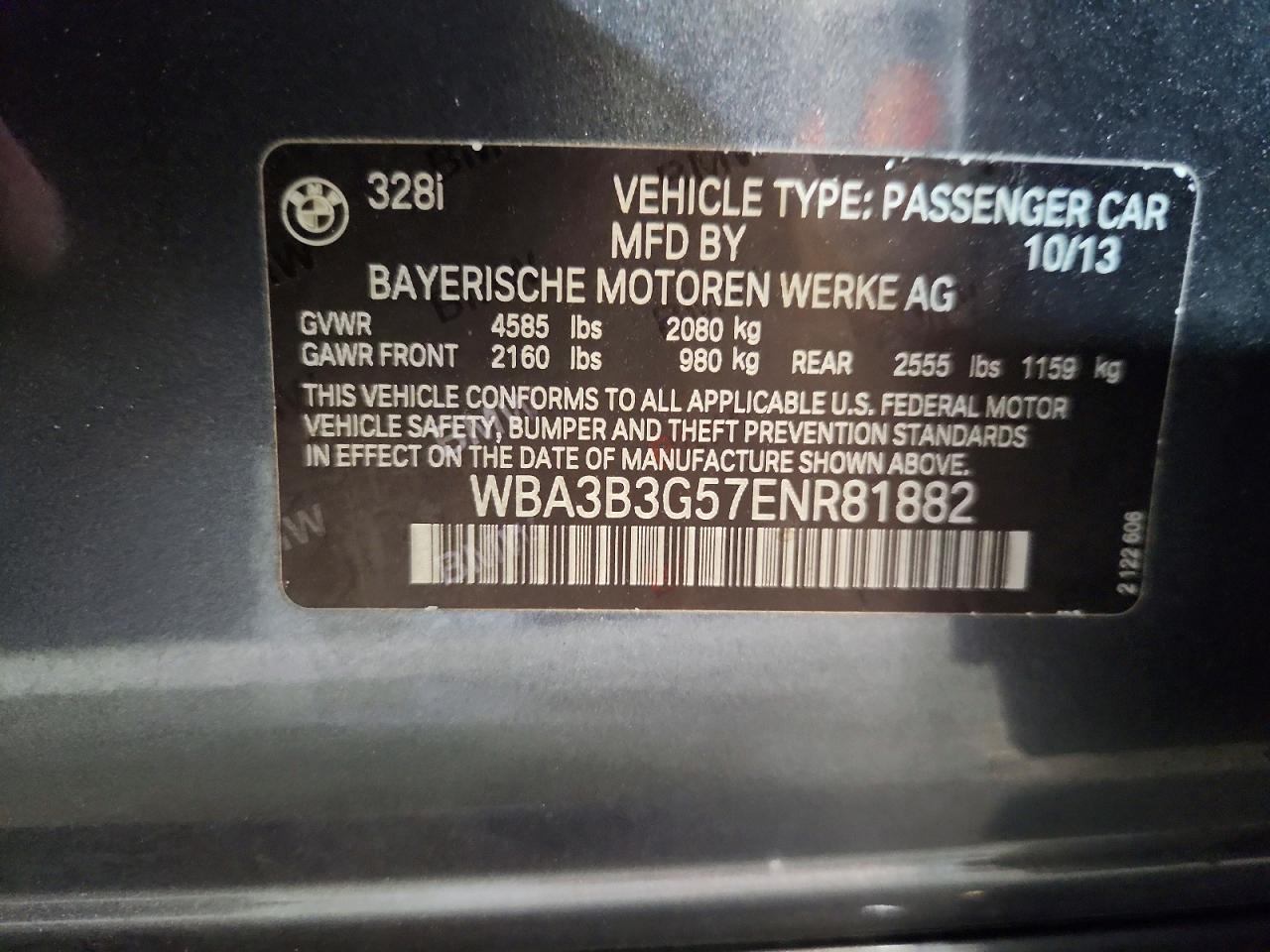 2014 Bmw 328 Xi Gray vin: WBA3B3G57ENR81882