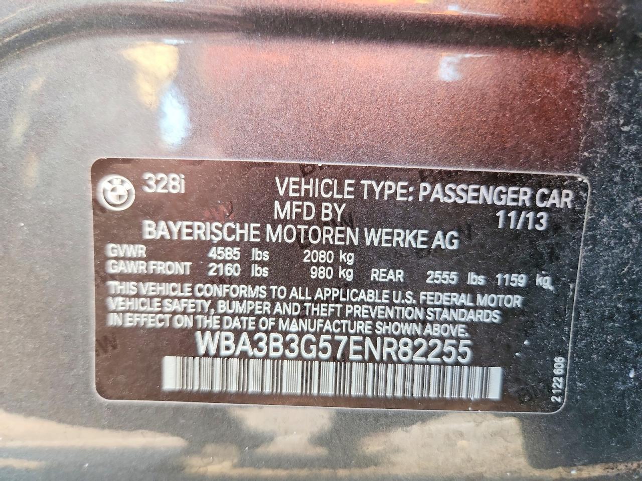 2014 Bmw 328 Xi Gray vin: WBA3B3G57ENR82255