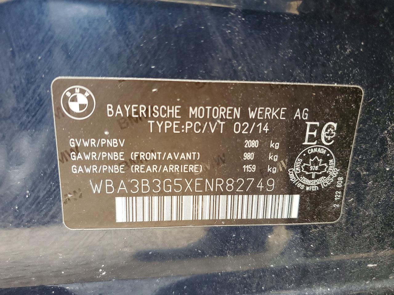 2014 Bmw 328 Xi Синий vin: WBA3B3G5XENR82749