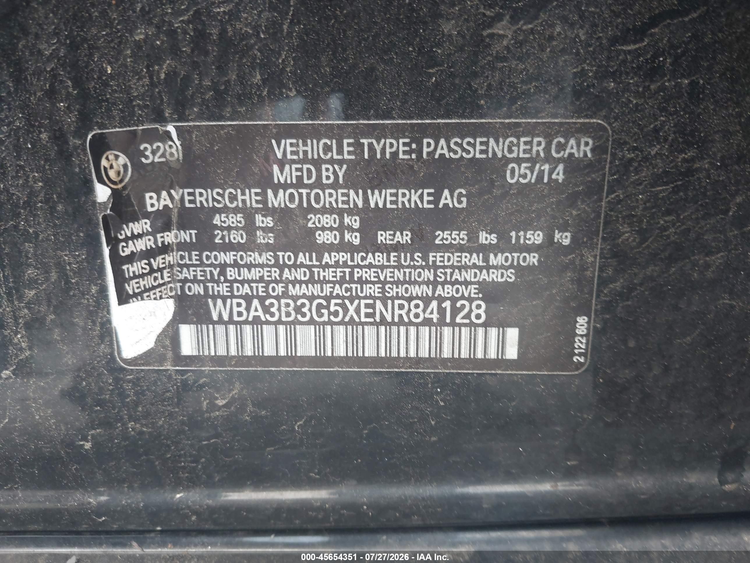 2014 Bmw 328i Xdrive Black vin: WBA3B3G5XENR84128