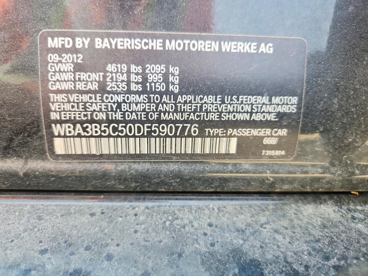 2013 Bmw 328 Xi Sulev Black vin: WBA3B5C50DF590776