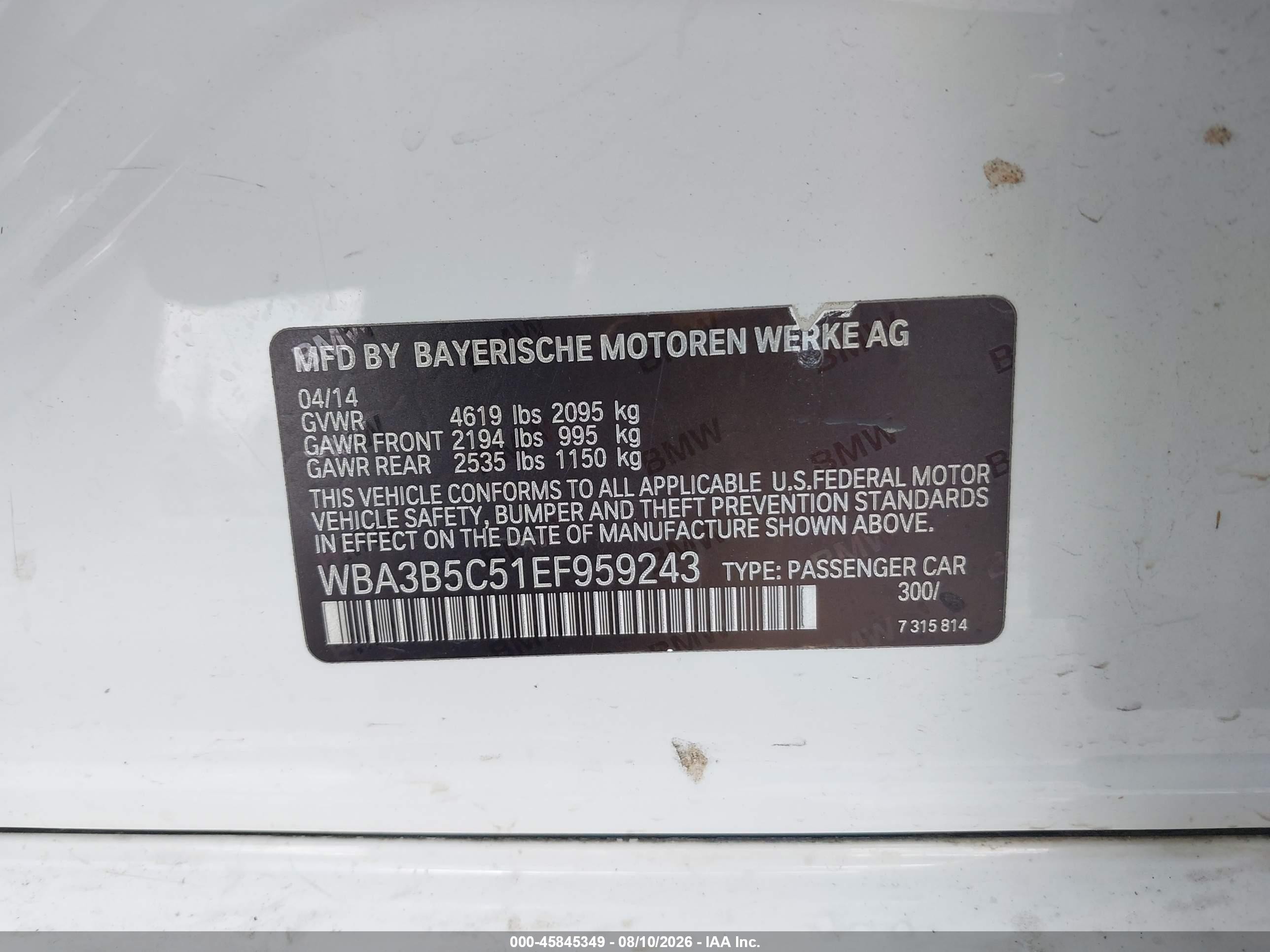 2014 Bmw 328i Xdrive White vin: WBA3B5C51EF959243