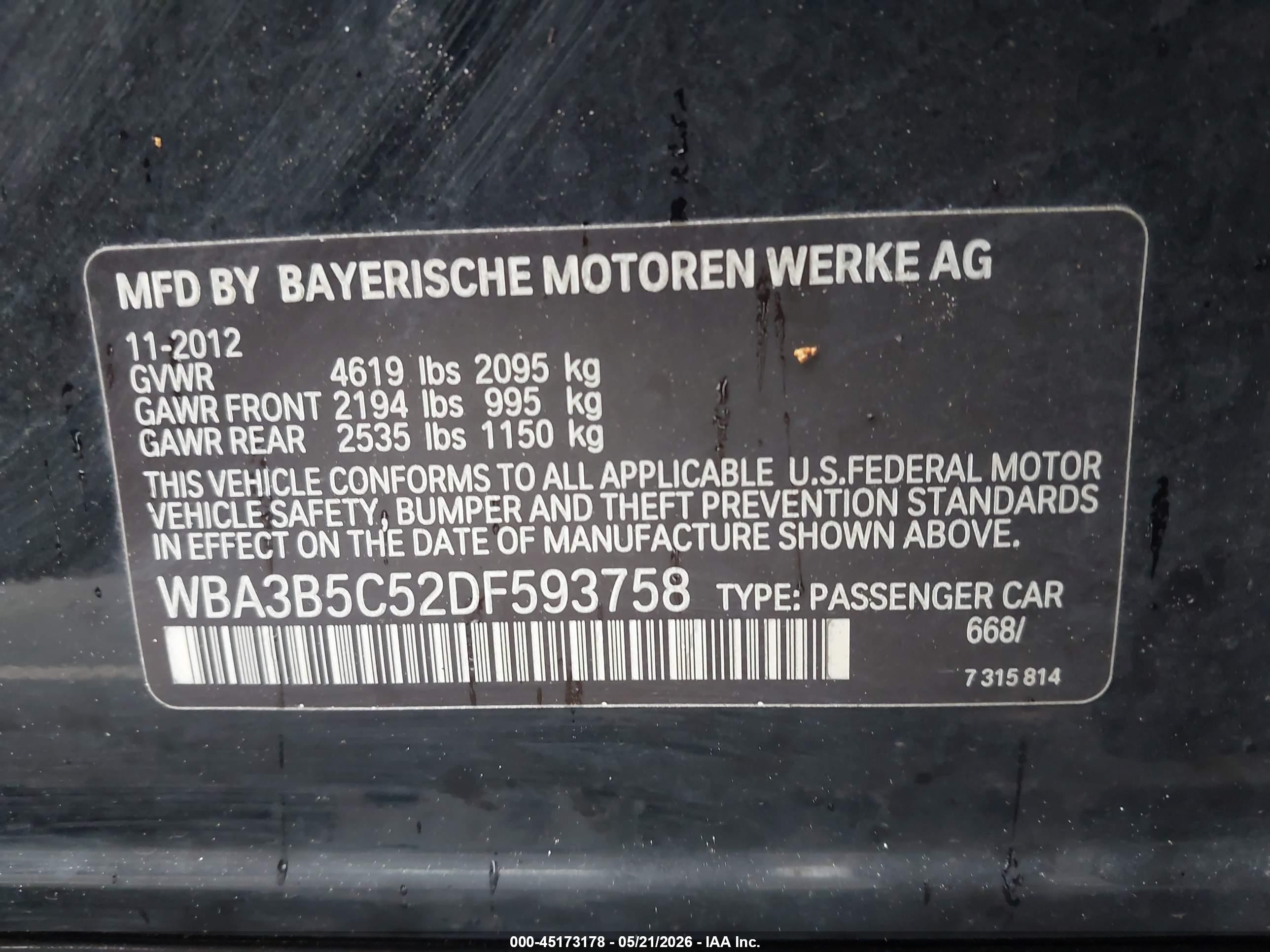 2013 Bmw 328i Xdrive Black vin: WBA3B5C52DF593758