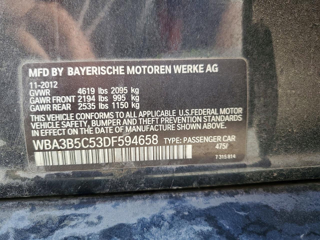 2013 Bmw 328 Xi Sulev Green vin: WBA3B5C53DF594658