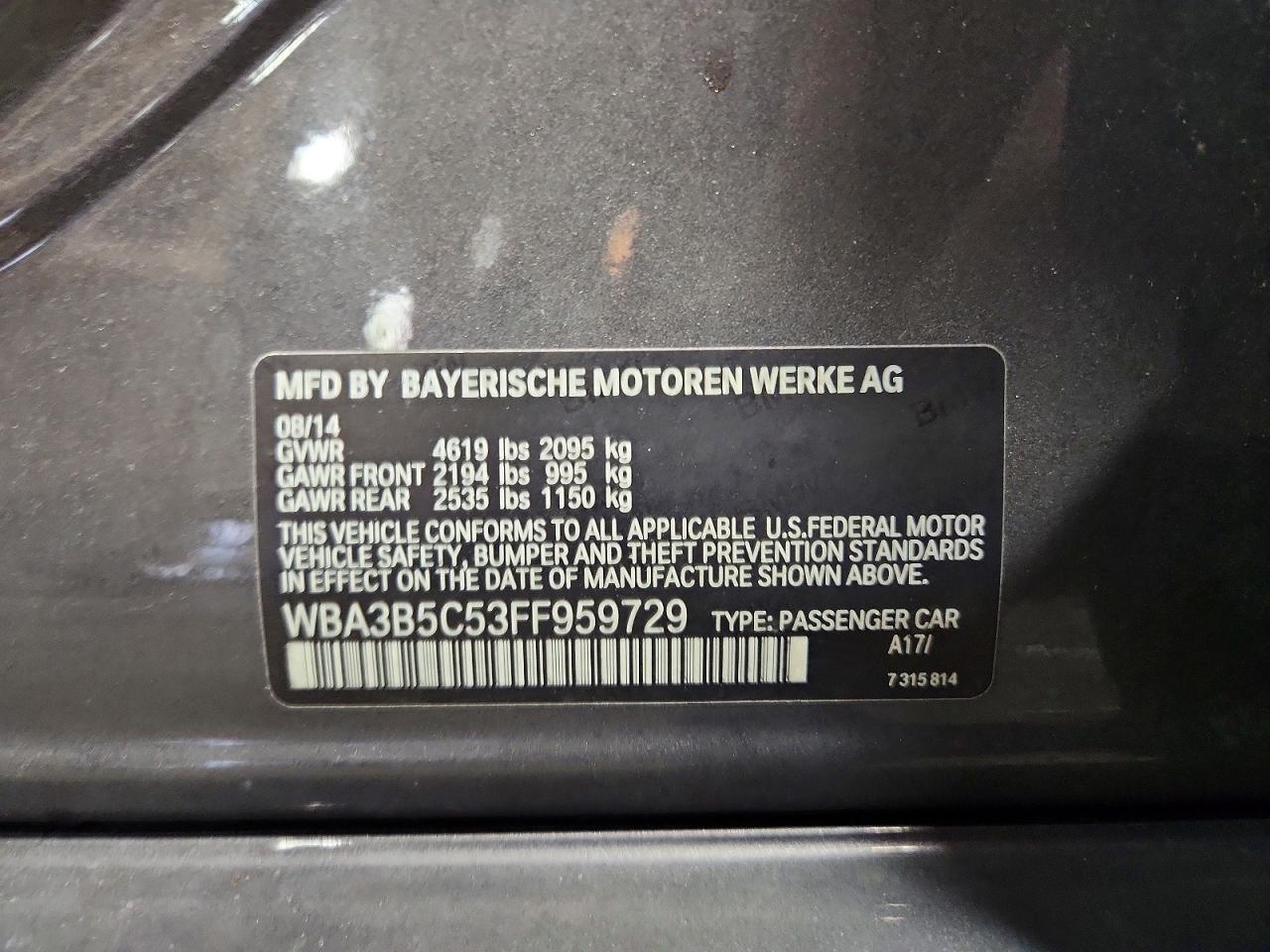 2015 Bmw 328 Xi Sulev Желто-коричневый vin: WBA3B5C53FF959729