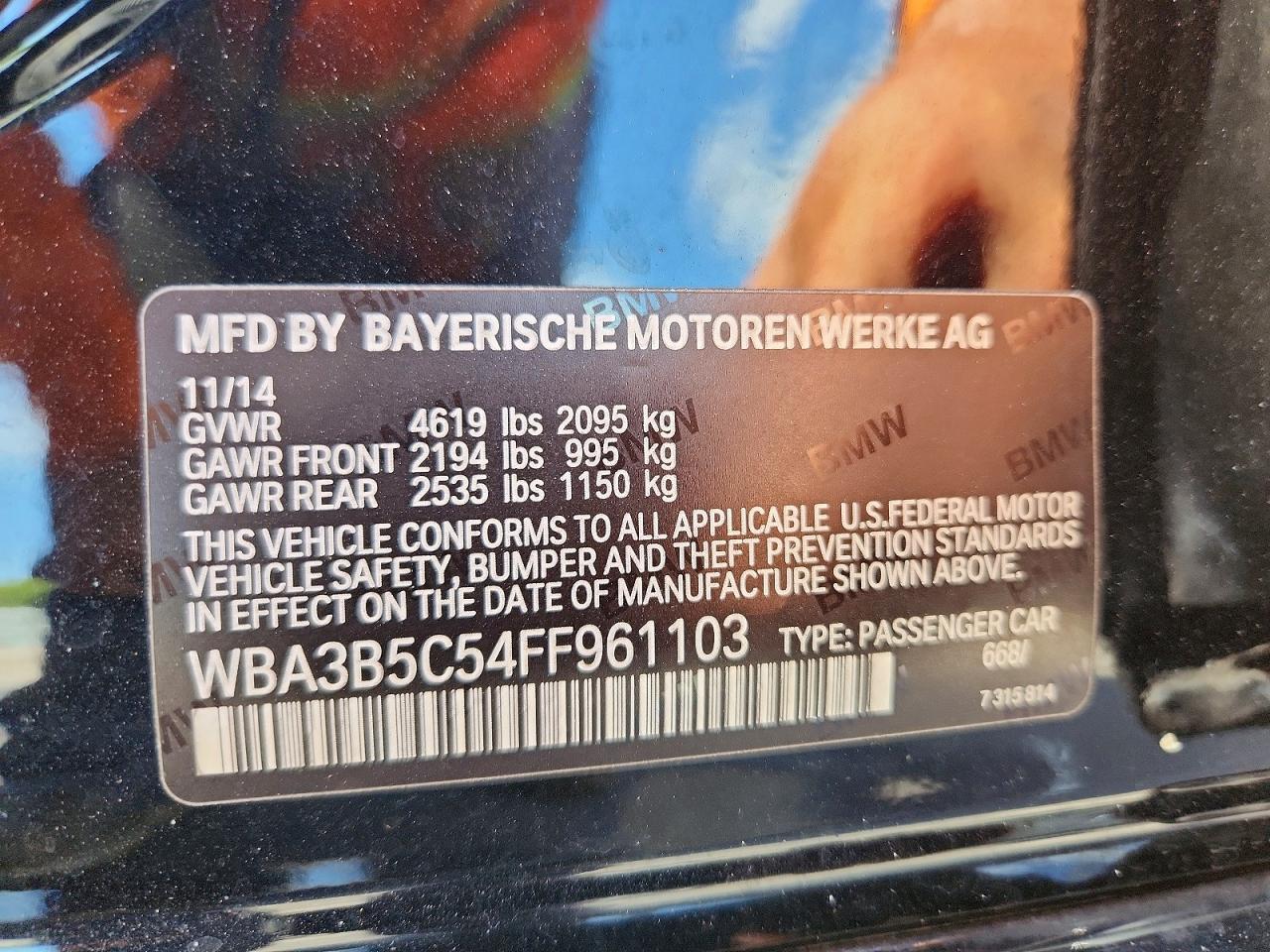 2015 Bmw 328 Xi Sulev Black vin: WBA3B5C54FF961103