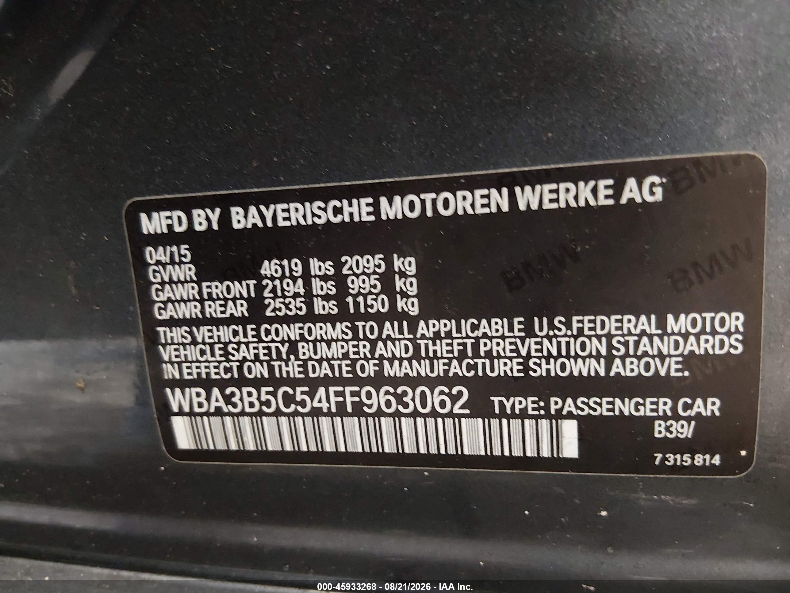 2015 Bmw 328i Xdrive Gray vin: WBA3B5C54FF963062