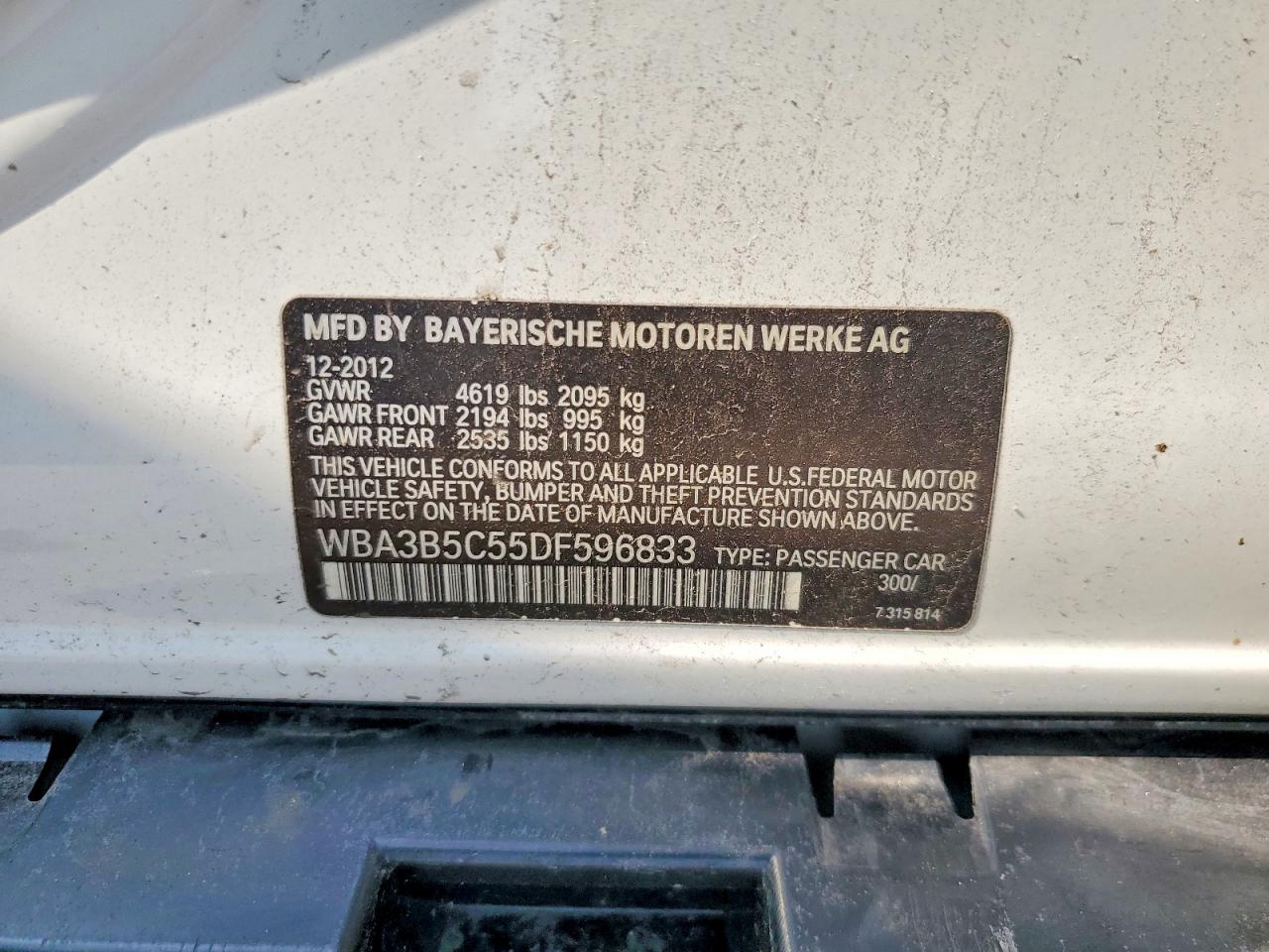2013 Bmw 328 Xi Sulev White vin: WBA3B5C55DF596833