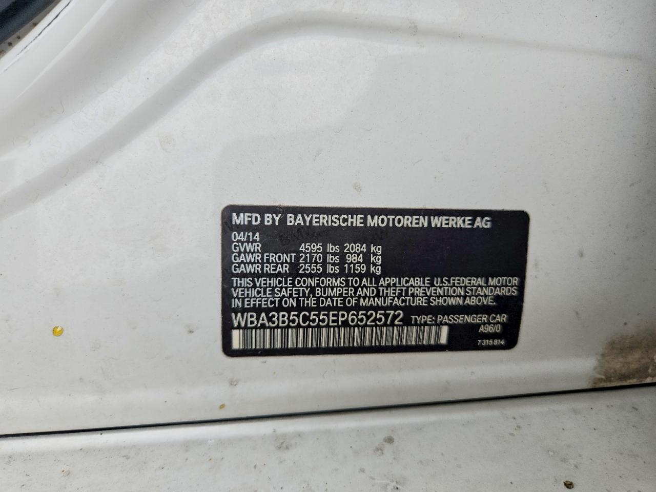 2014 Bmw 328 Xi Sulev Белый vin: WBA3B5C55EP652572