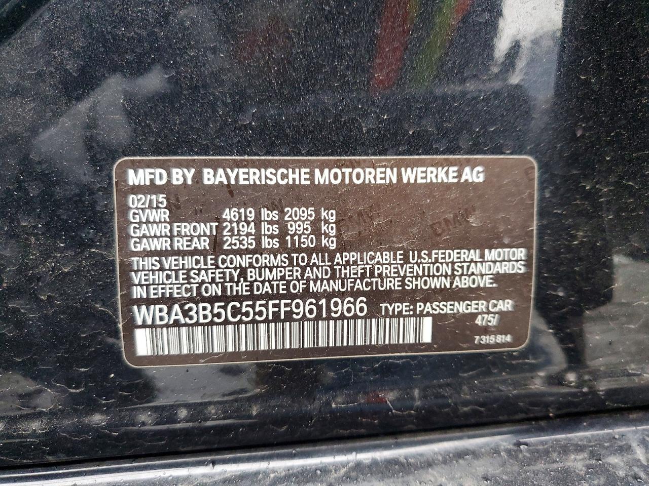 2015 Bmw 328 Xi Sulev Black vin: WBA3B5C55FF961966
