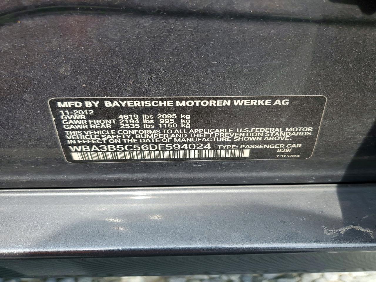 2013 Bmw 328 Xi Sulev Charcoal vin: WBA3B5C56DF594024