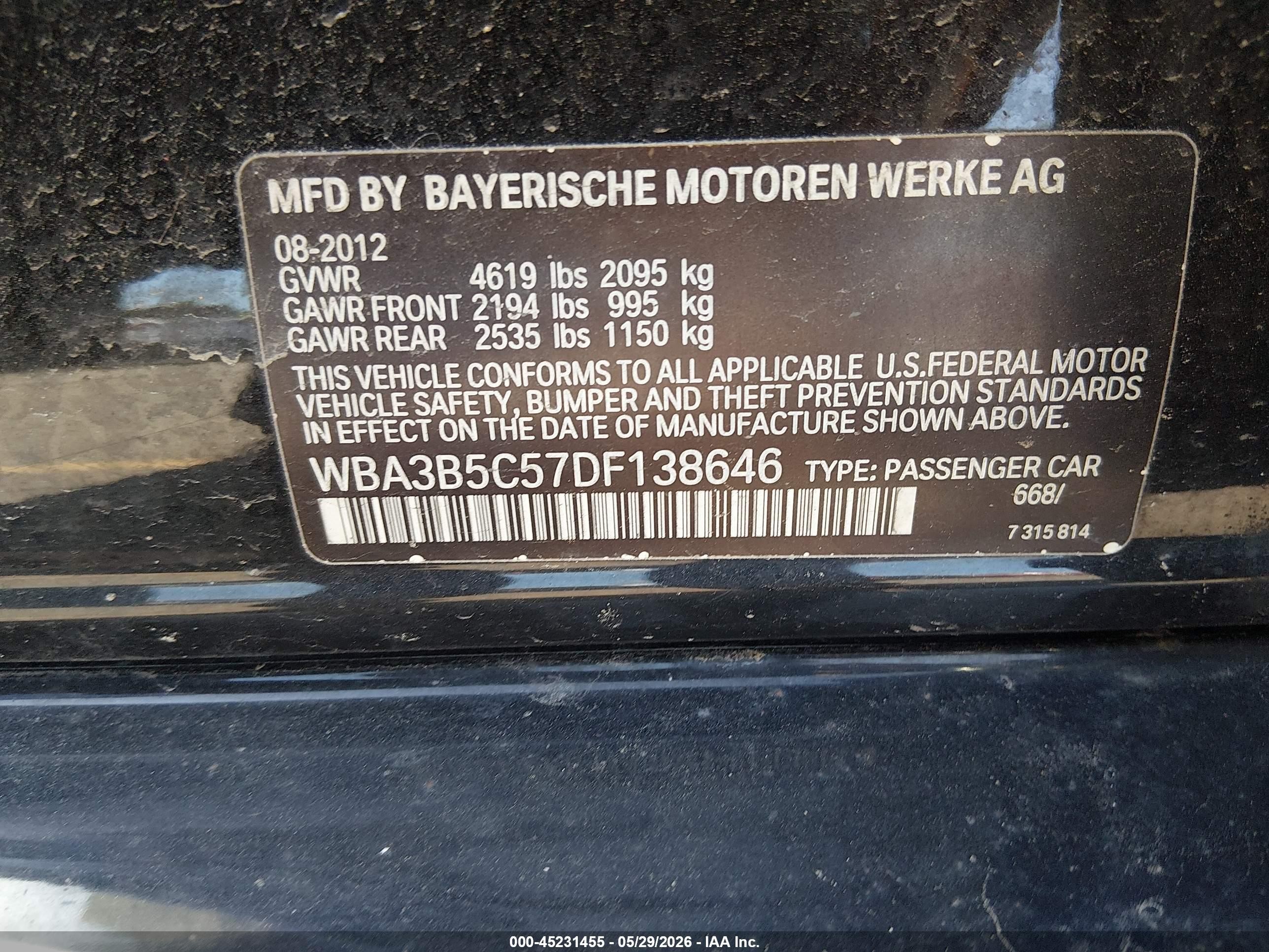 2013 Bmw 328i Xdrive Black vin: WBA3B5C57DF138646