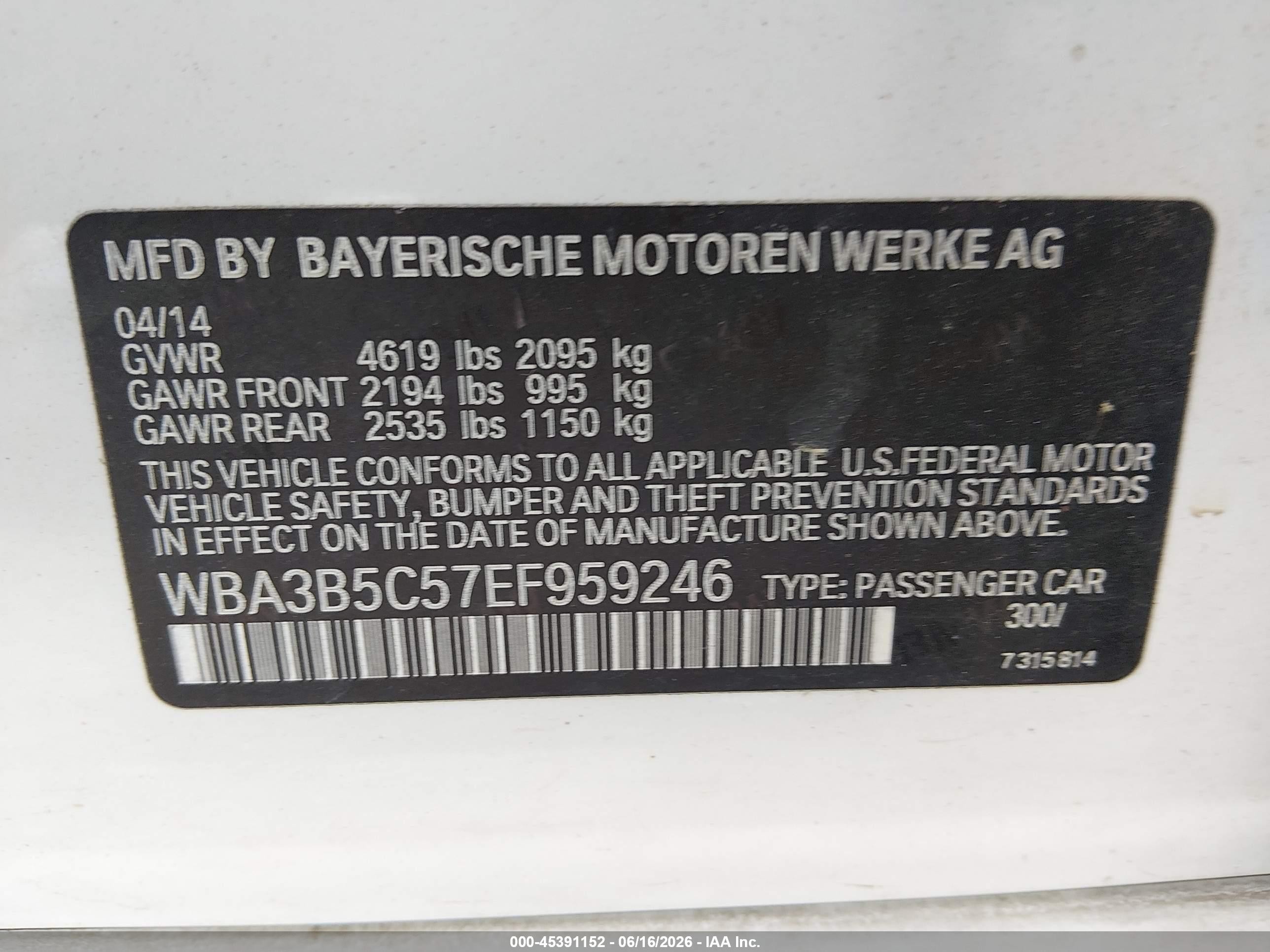 2014 Bmw 328i Xdrive White vin: WBA3B5C57EF959246