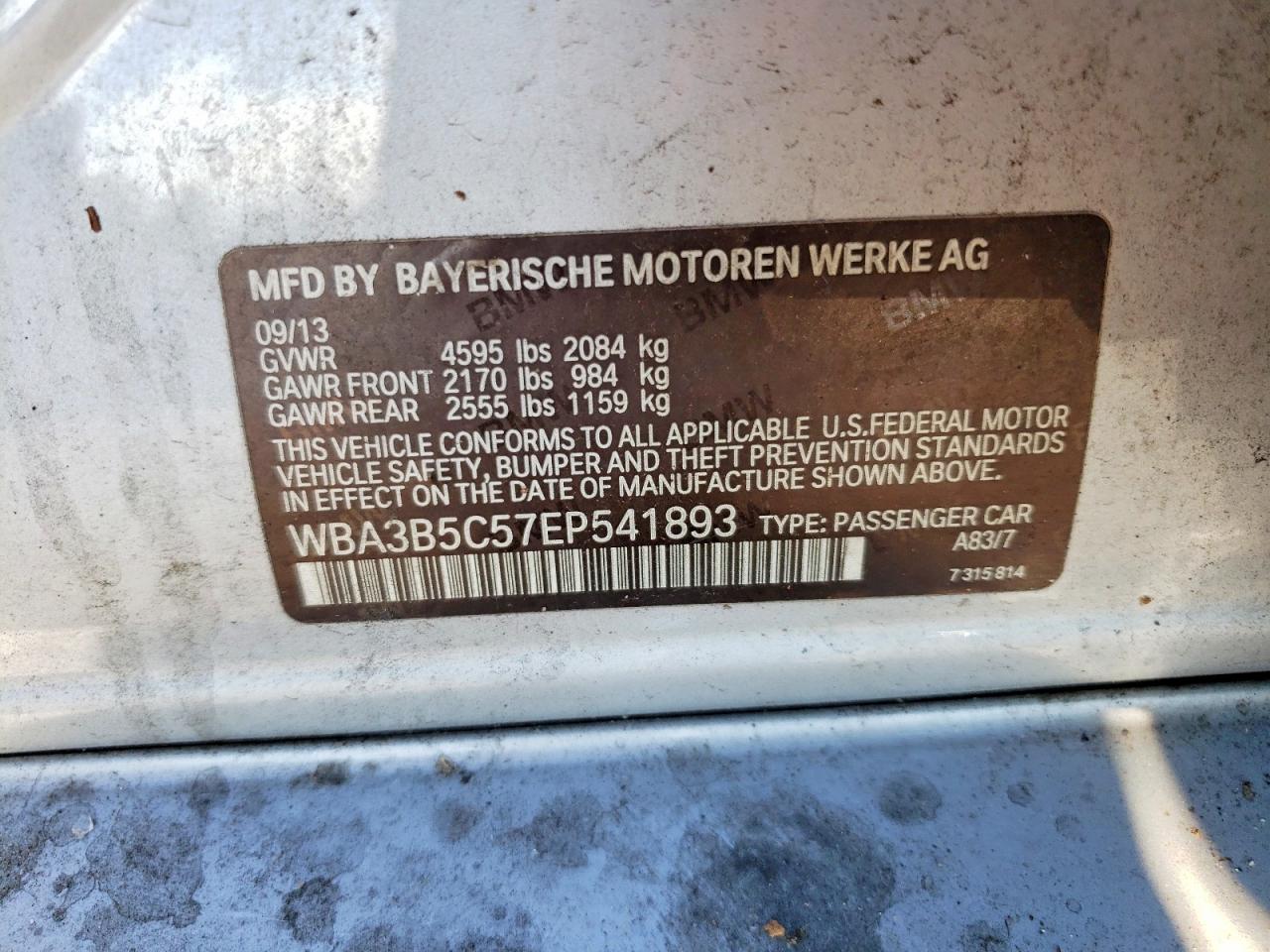 2014 Bmw 328 Xi Sulev Silver vin: WBA3B5C57EP541893