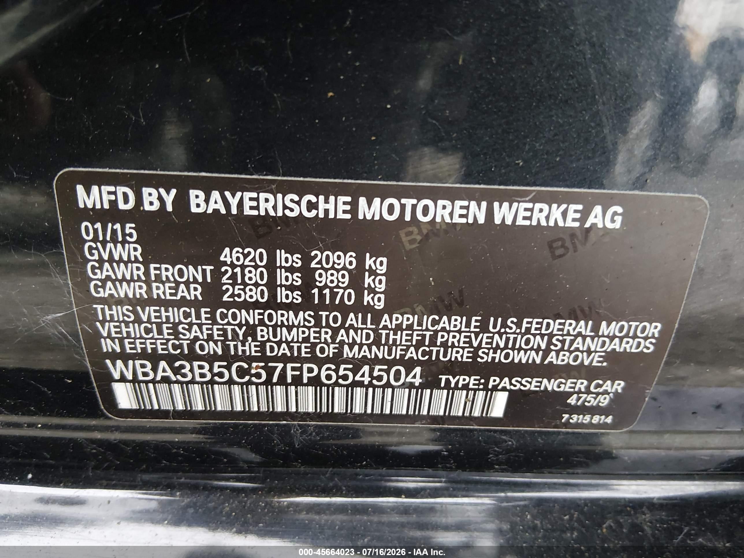 2015 Bmw 328i Xdrive Black vin: WBA3B5C57FP654504