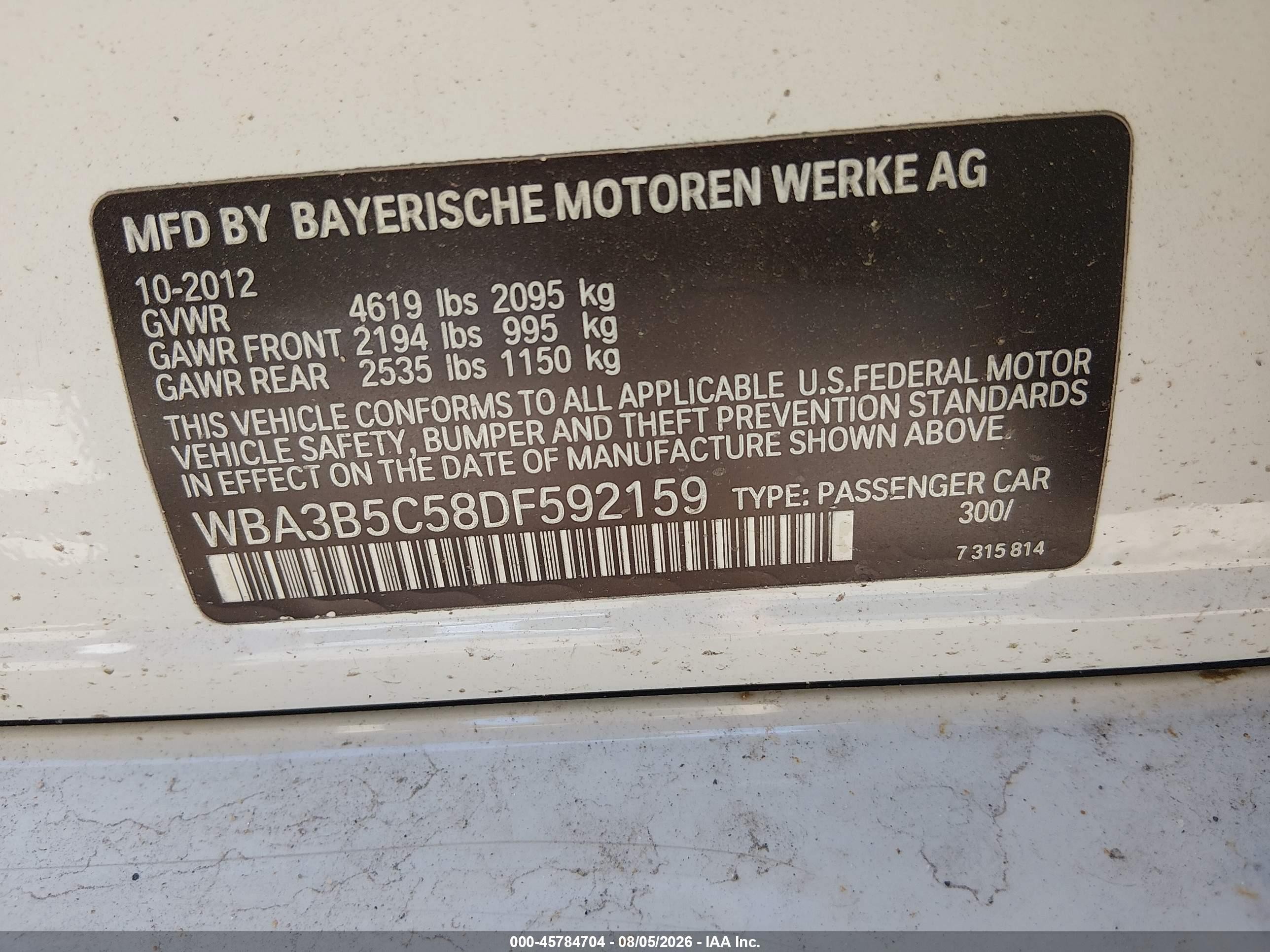 2013 Bmw 328i Xdrive White vin: WBA3B5C58DF592159