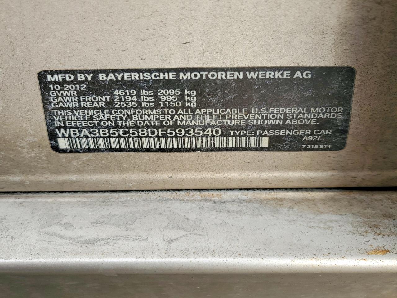 2013 Bmw 328 Xi Sulev Beige vin: WBA3B5C58DF593540