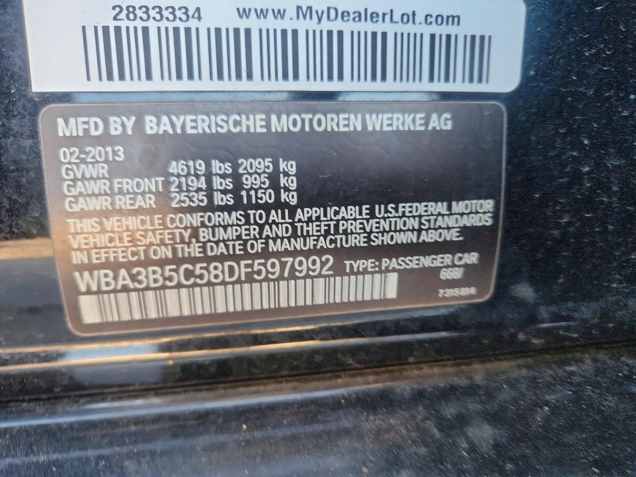 2013 Bmw 328 Xi Sulev Black vin: WBA3B5C58DF597992