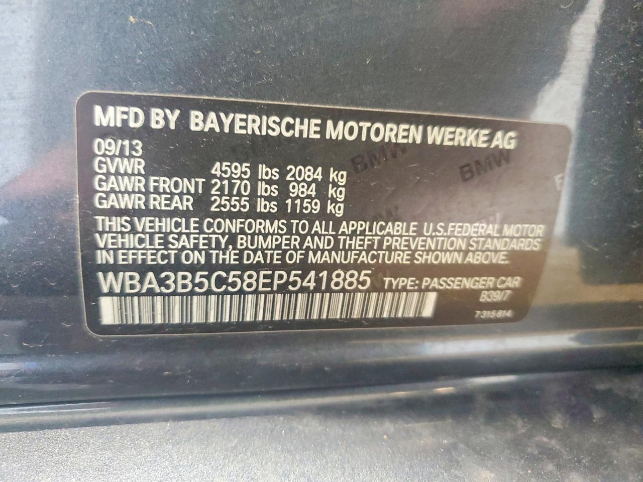 2014 Bmw 328 Xi Sulev Gray vin: WBA3B5C58EP541885