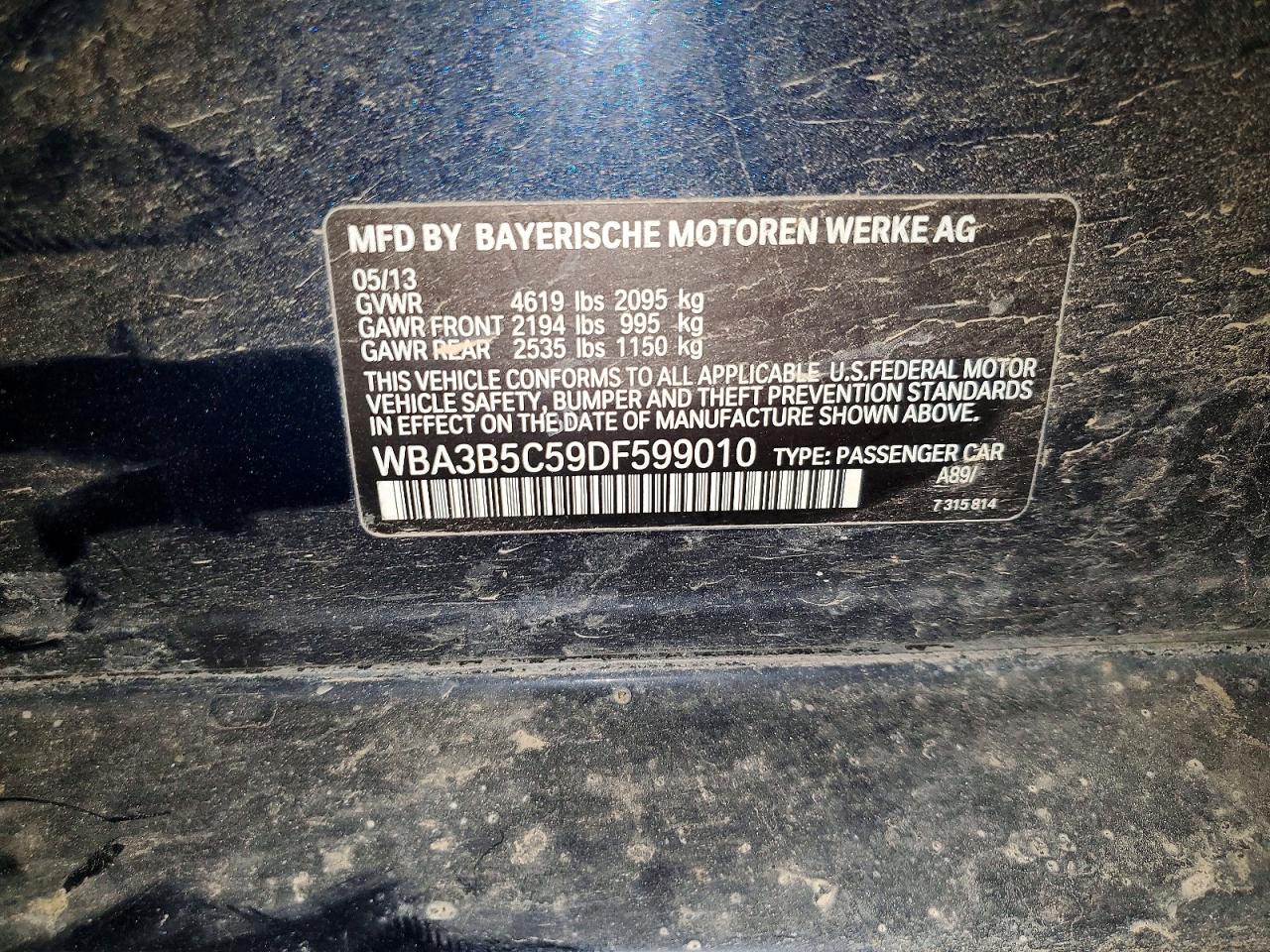 2013 Bmw 328 Xi Sulev Синий vin: WBA3B5C59DF599010