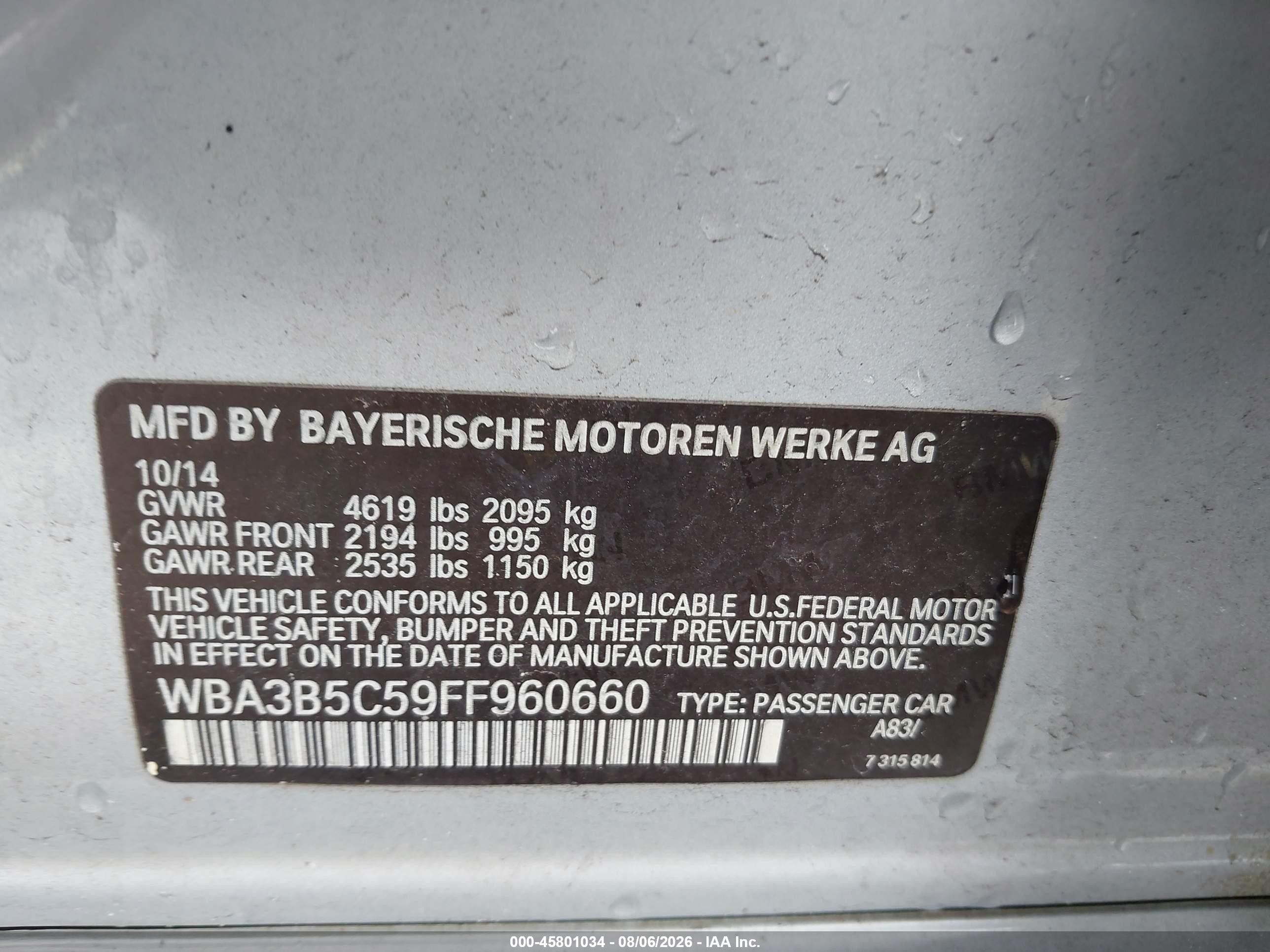 2015 Bmw 328i Xdrive Gray vin: WBA3B5C59FF960660