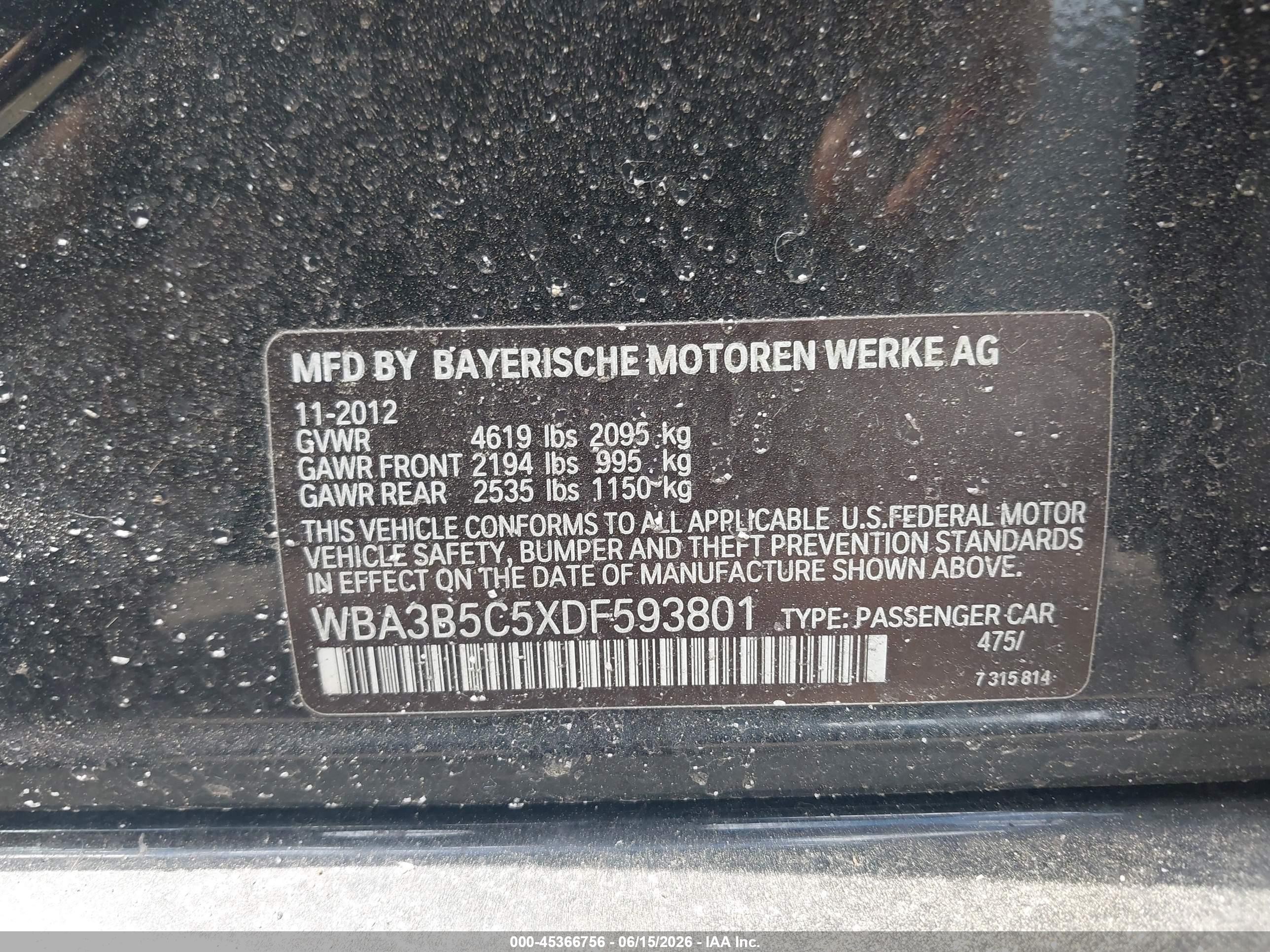 2013 Bmw 328i Xdrive Black vin: WBA3B5C5XDF593801