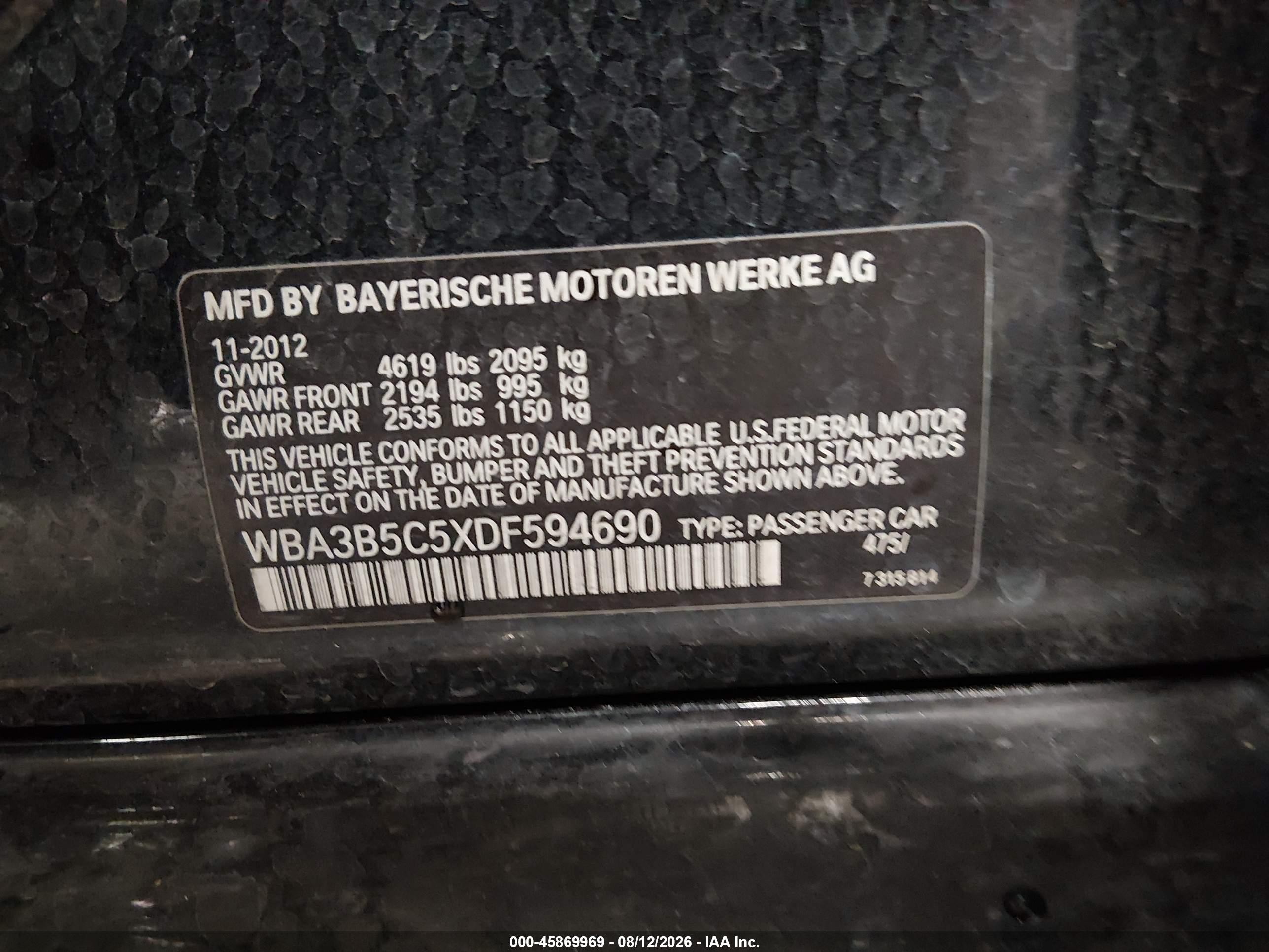 2013 Bmw 328i Xdrive Black vin: WBA3B5C5XDF594690