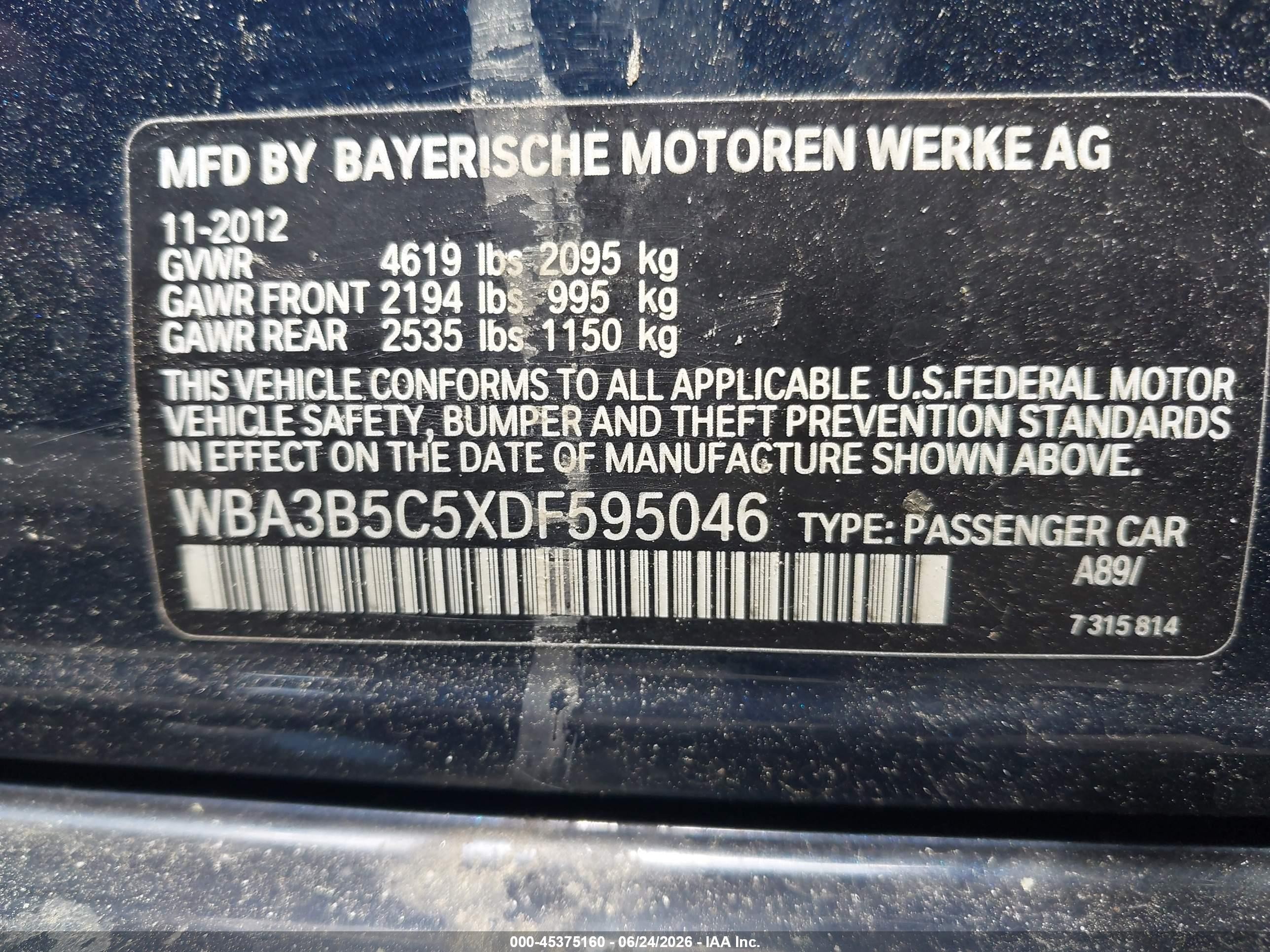 2013 Bmw 328i Xdrive Dark Blue vin: WBA3B5C5XDF595046