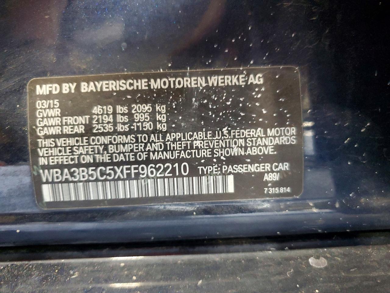 2015 Bmw 328 Xi Sulev Blue vin: WBA3B5C5XFF962210