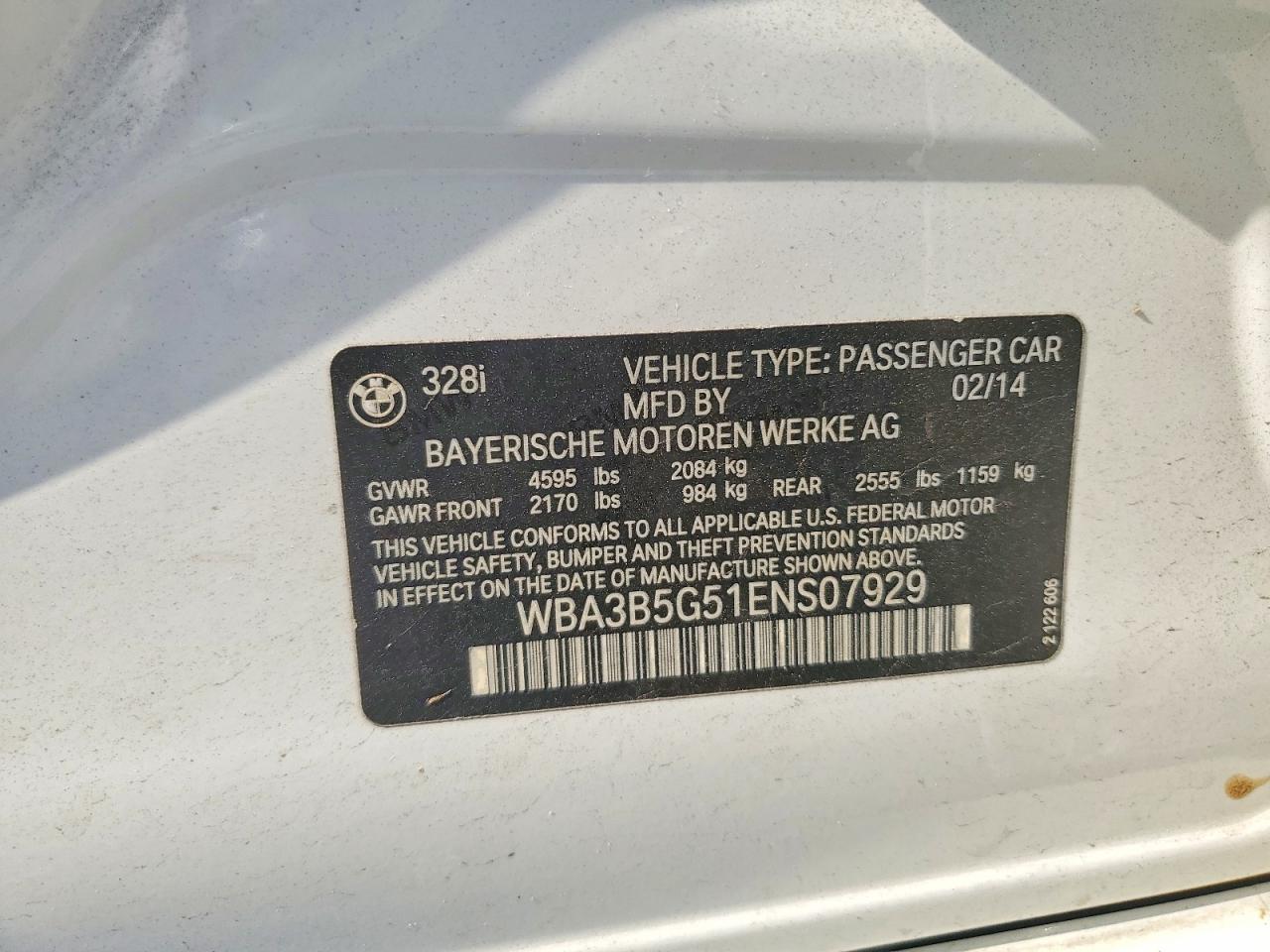2014 Bmw 328 Xi Sulev White vin: WBA3B5G51ENS07929