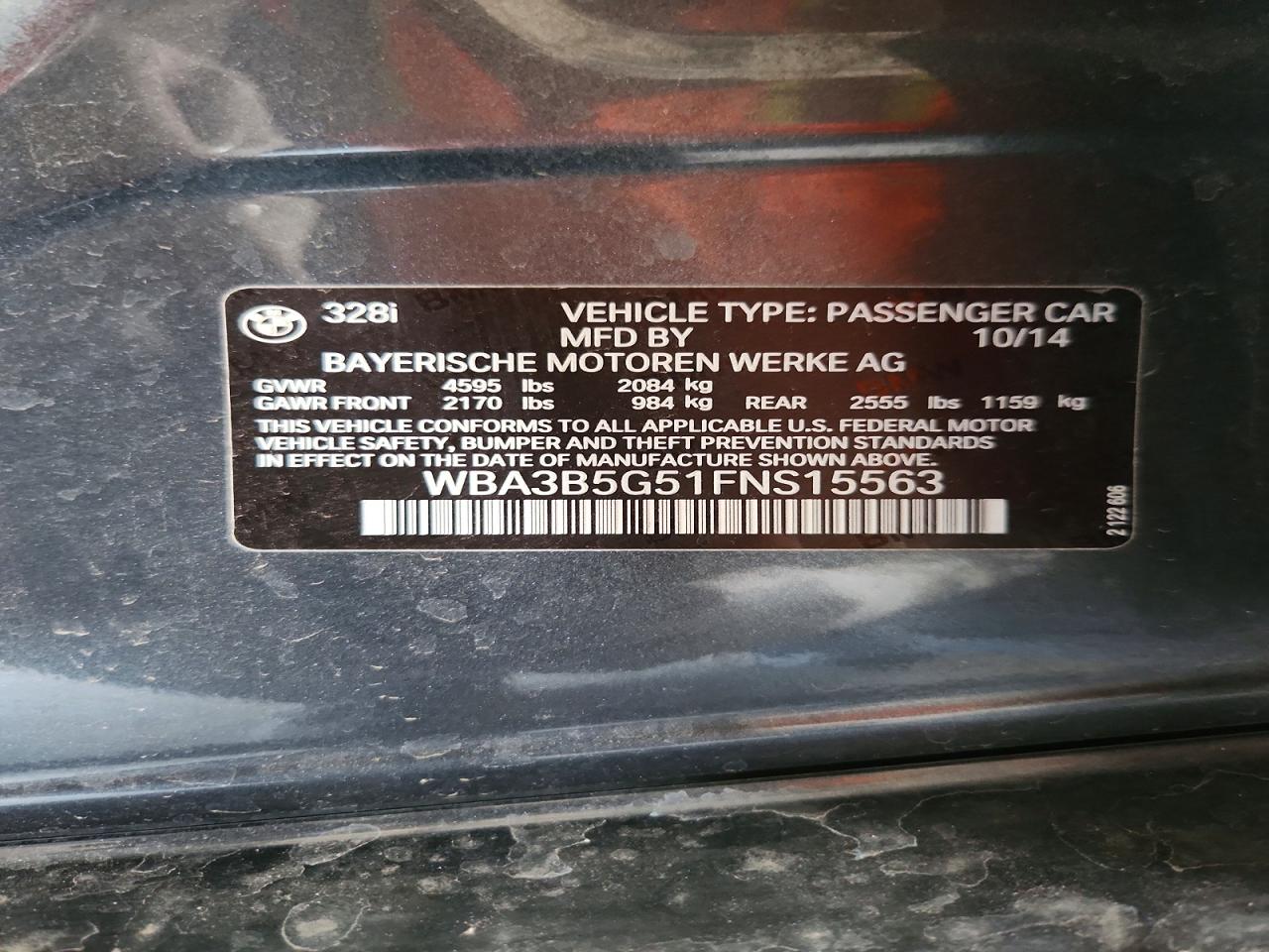 2015 Bmw 328 Xi Sulev Gray vin: WBA3B5G51FNS15563