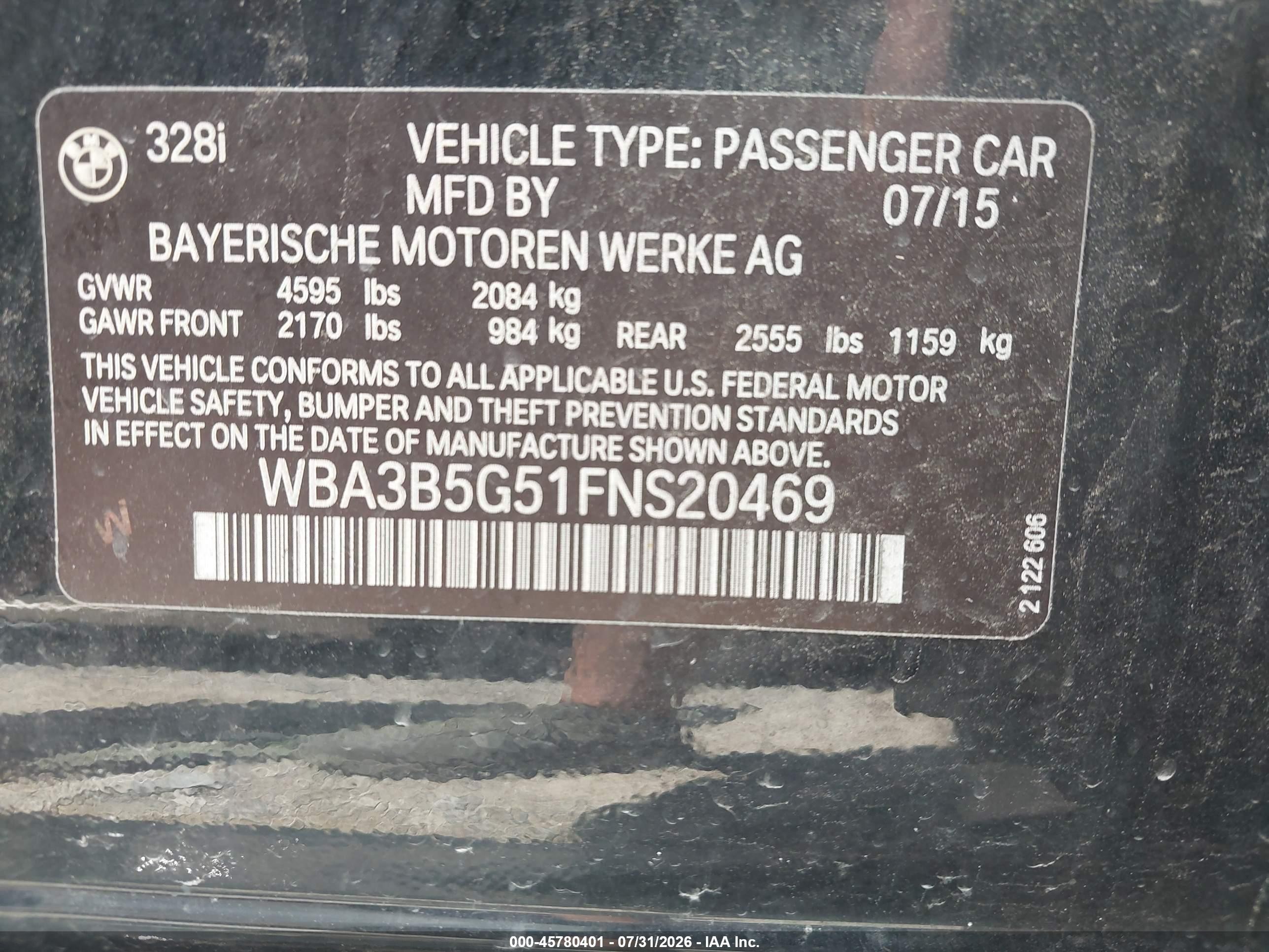 2015 Bmw 328i Xdrive Black vin: WBA3B5G51FNS20469