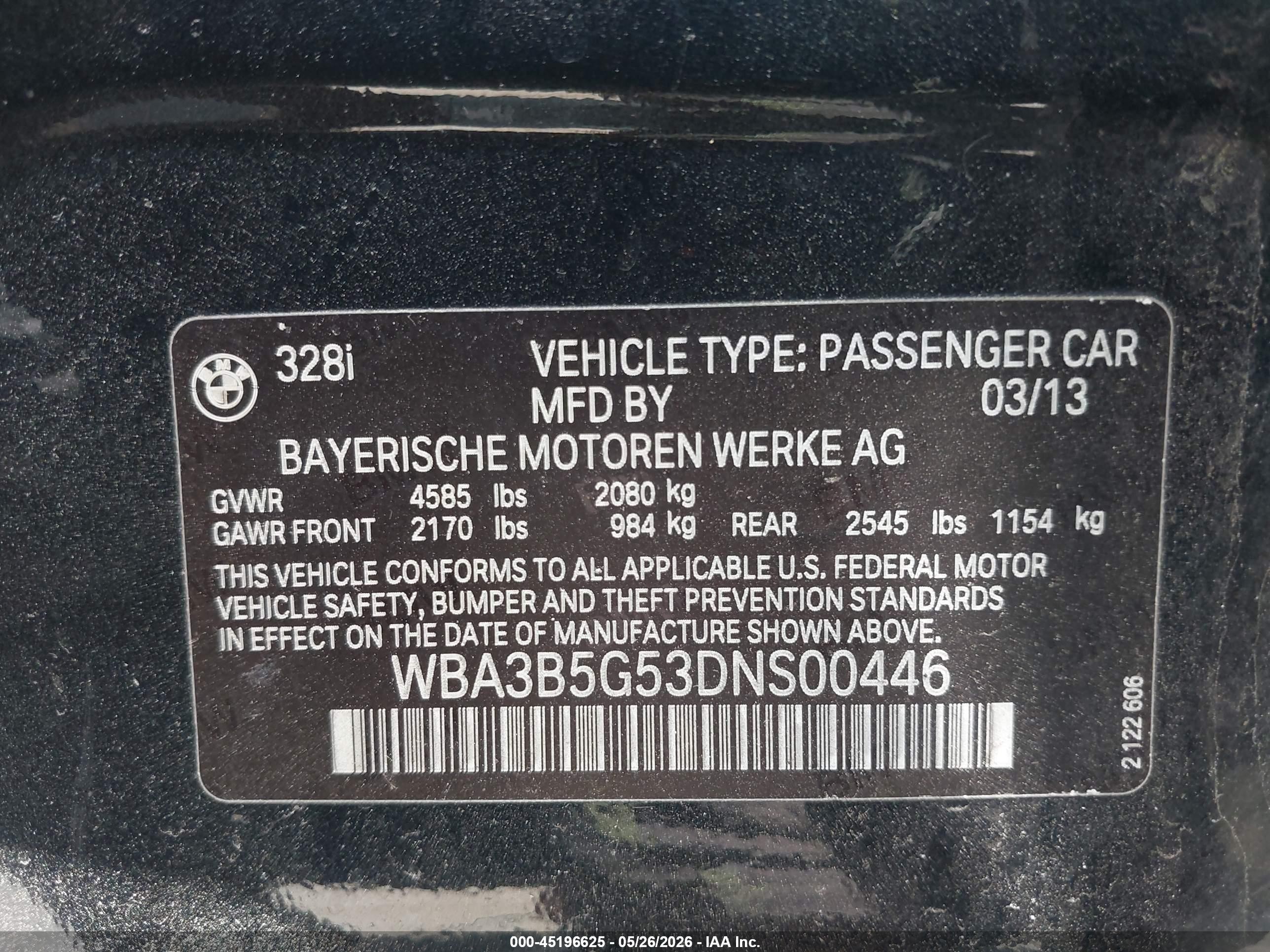 2013 Bmw 328i Xdrive Black vin: WBA3B5G53DNS00446