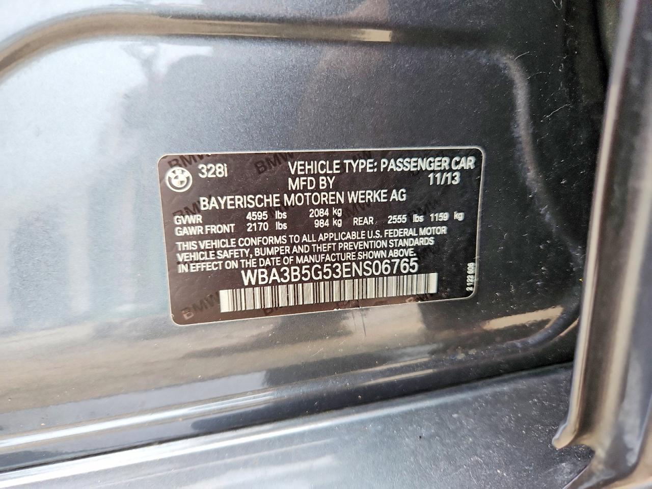 2014 Bmw 328 Xi Sulev Gray vin: WBA3B5G53ENS06765