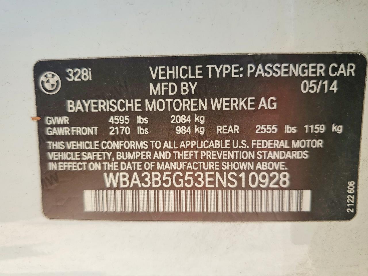 2014 Bmw 328 Xi Sulev White vin: WBA3B5G53ENS10928