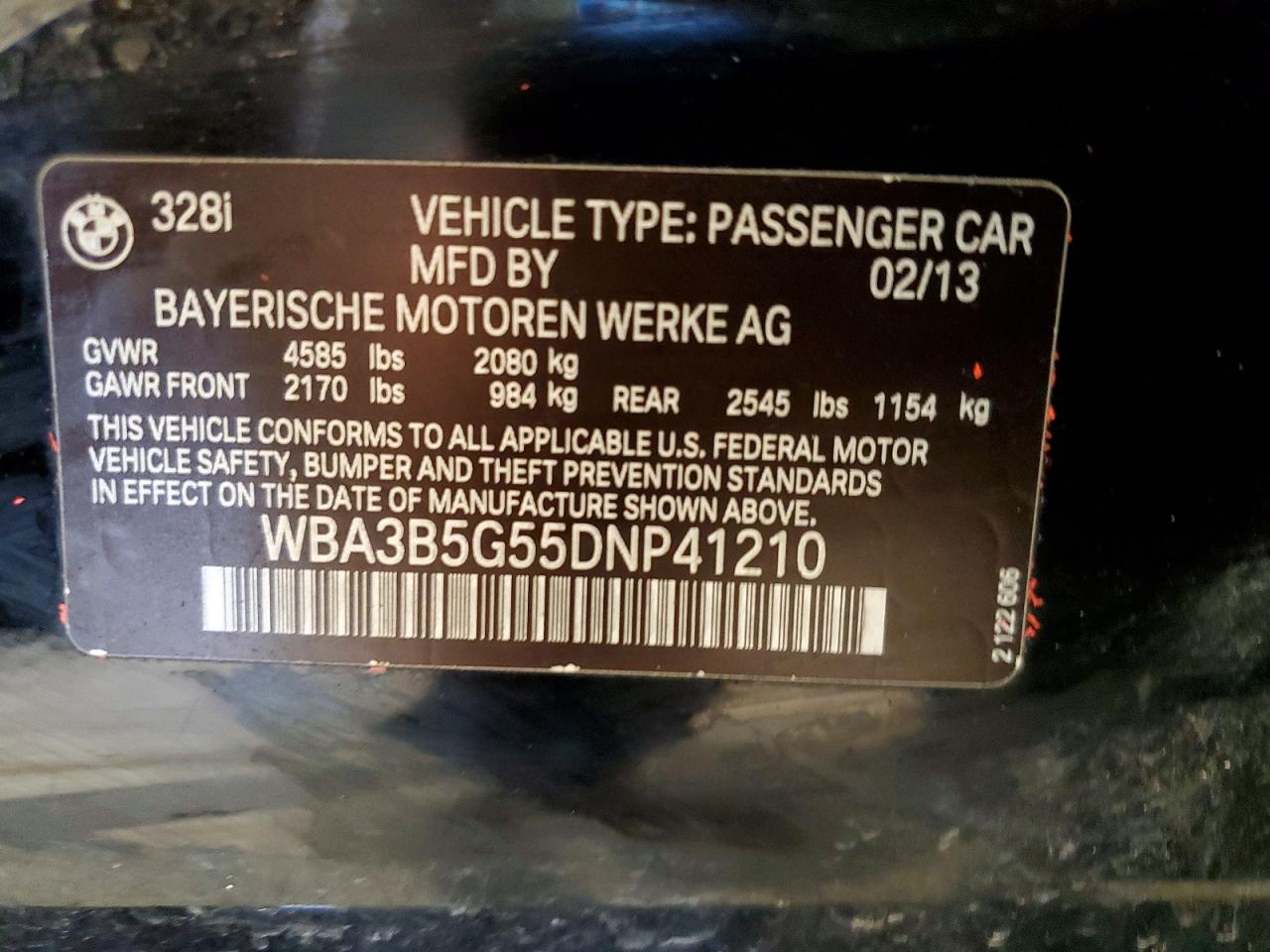 2013 Bmw 328 Xi Sulev Black vin: WBA3B5G55DNP41210