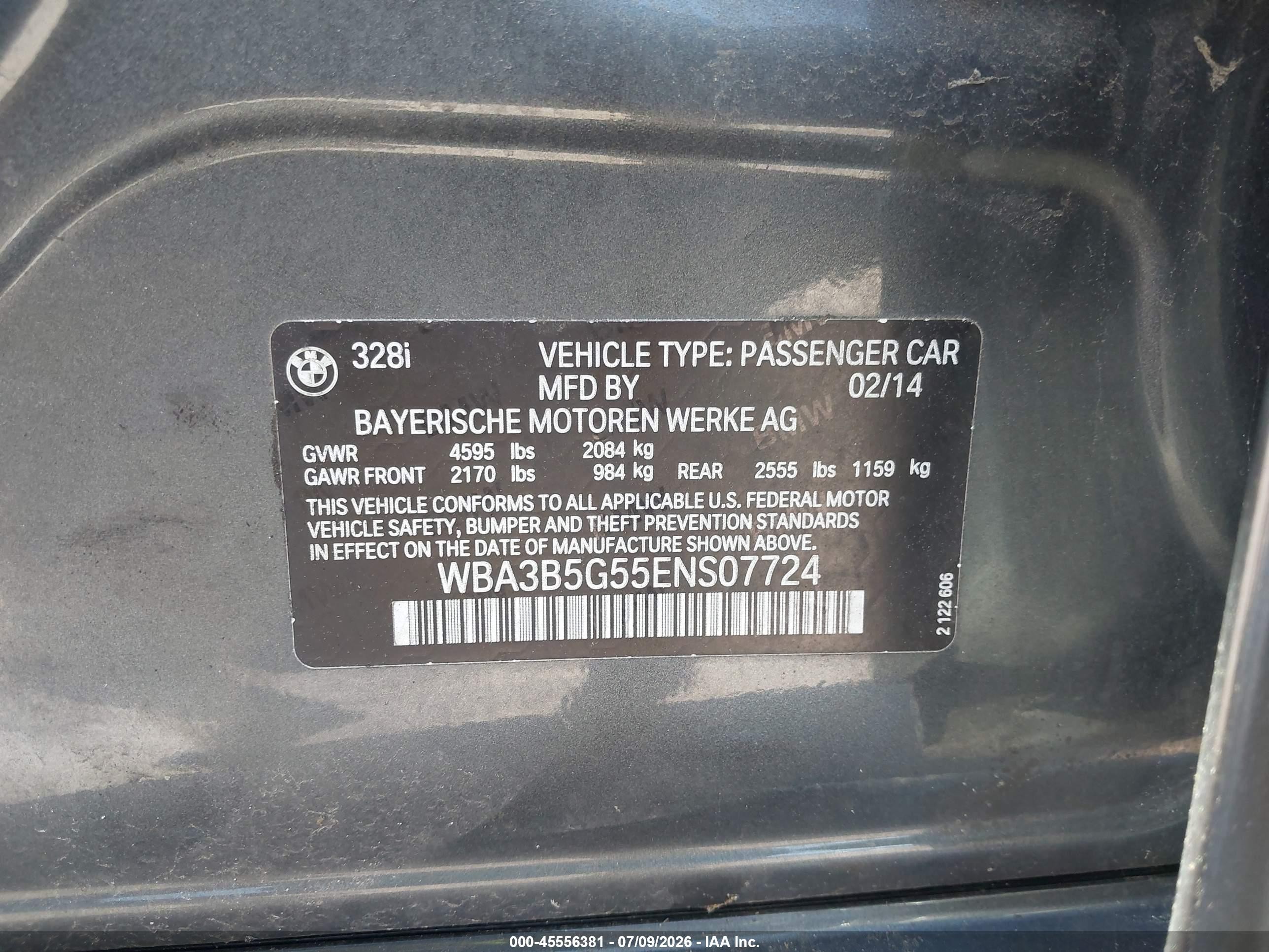 2014 Bmw 328i Xdrive Gray vin: WBA3B5G55ENS07724