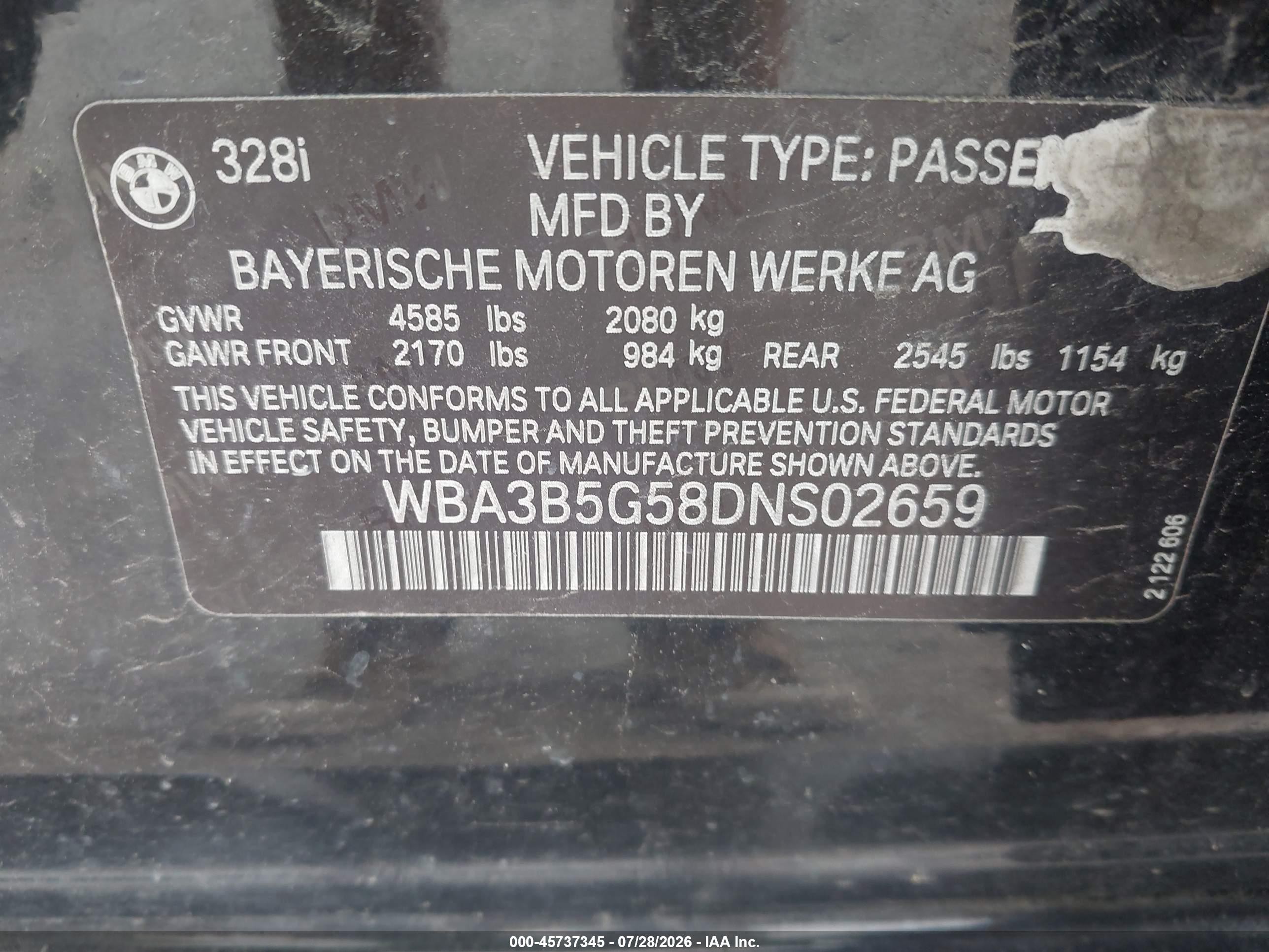 2013 Bmw 328i Xdrive Black vin: WBA3B5G58DNS02659