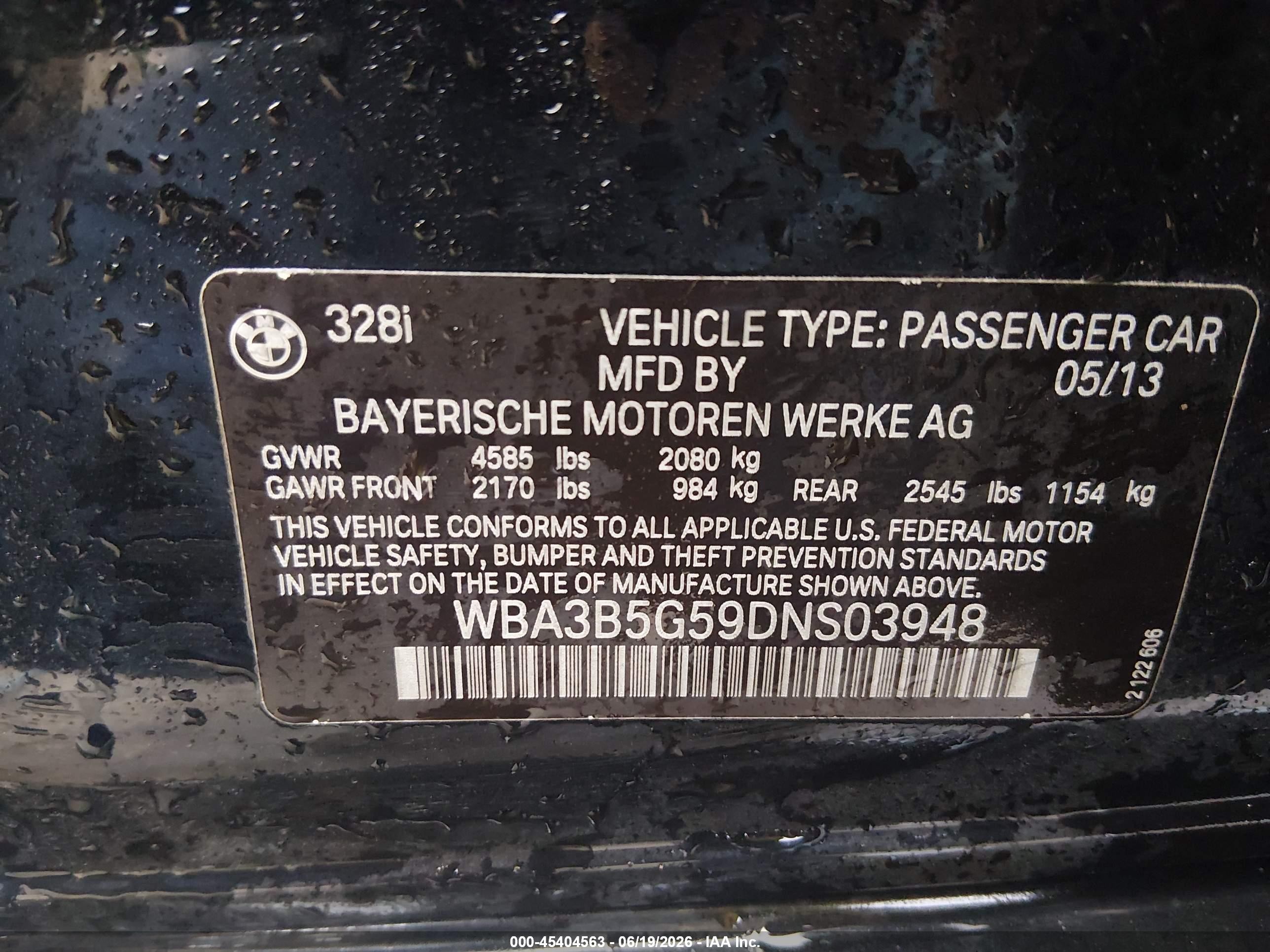 2013 Bmw 328i Xdrive Черный vin: WBA3B5G59DNS03948