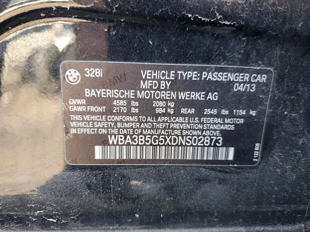 2013 Bmw 328 Xi Sulev Черный vin: WBA3B5G5XDNS02873