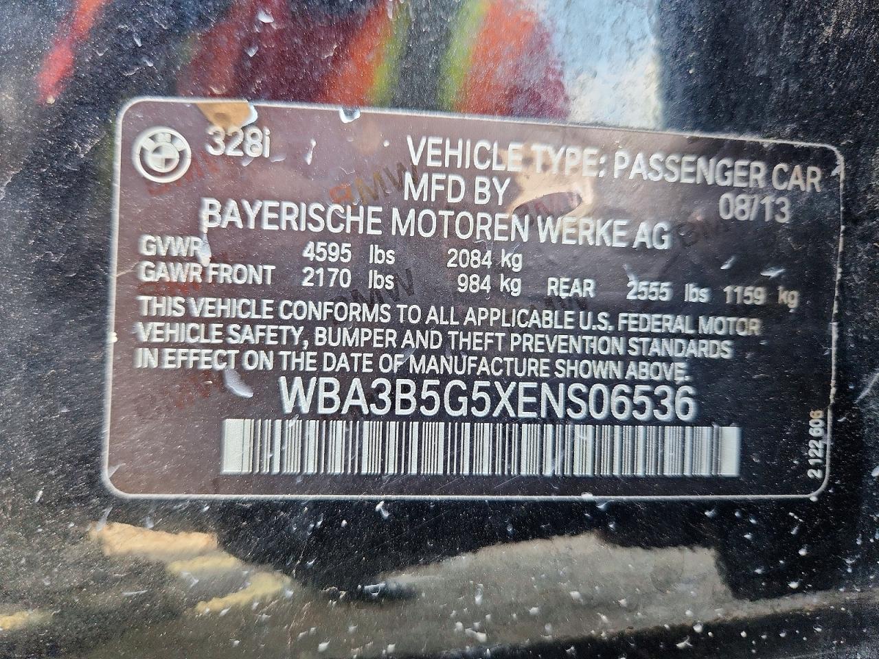 2014 Bmw 328 Xi Sulev Черный vin: WBA3B5G5XENS06536