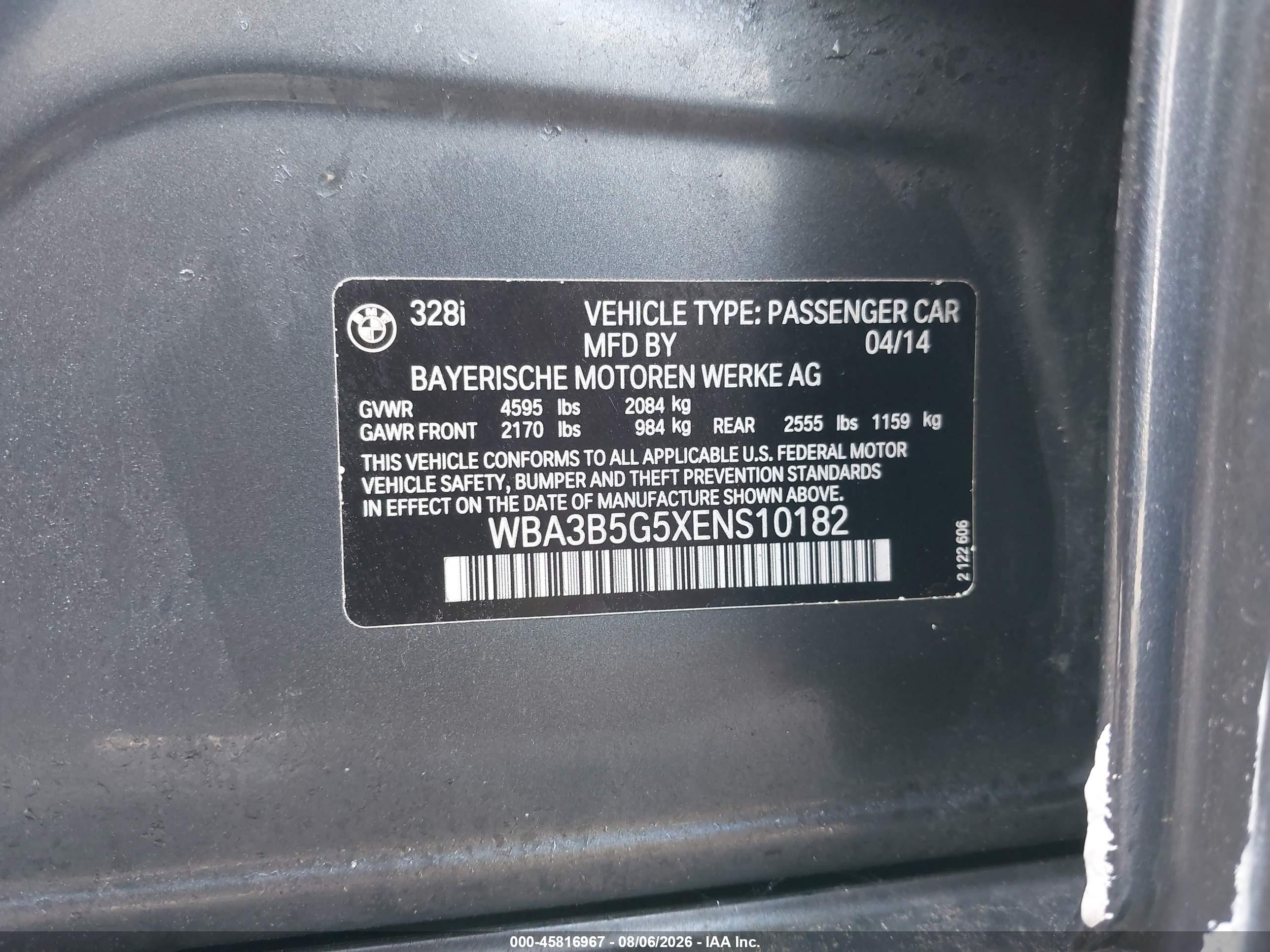 2014 Bmw 328i Xdrive Gray vin: WBA3B5G5XENS10182