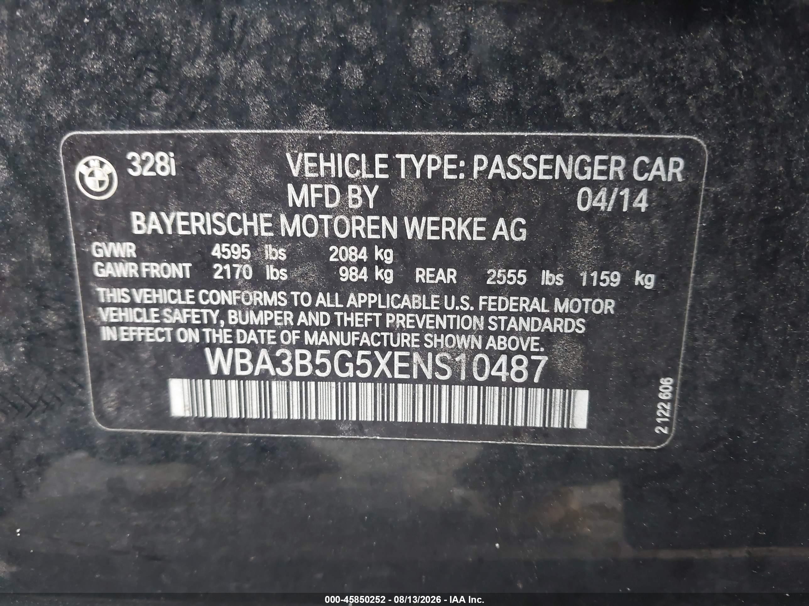 2014 Bmw 328i Xdrive Black vin: WBA3B5G5XENS10487