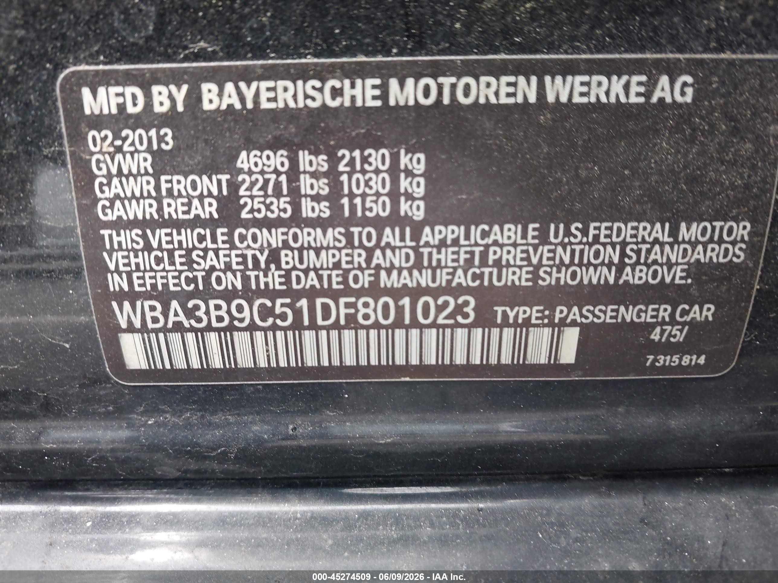 2013 Bmw 335i Xdrive Black vin: WBA3B9C51DF801023