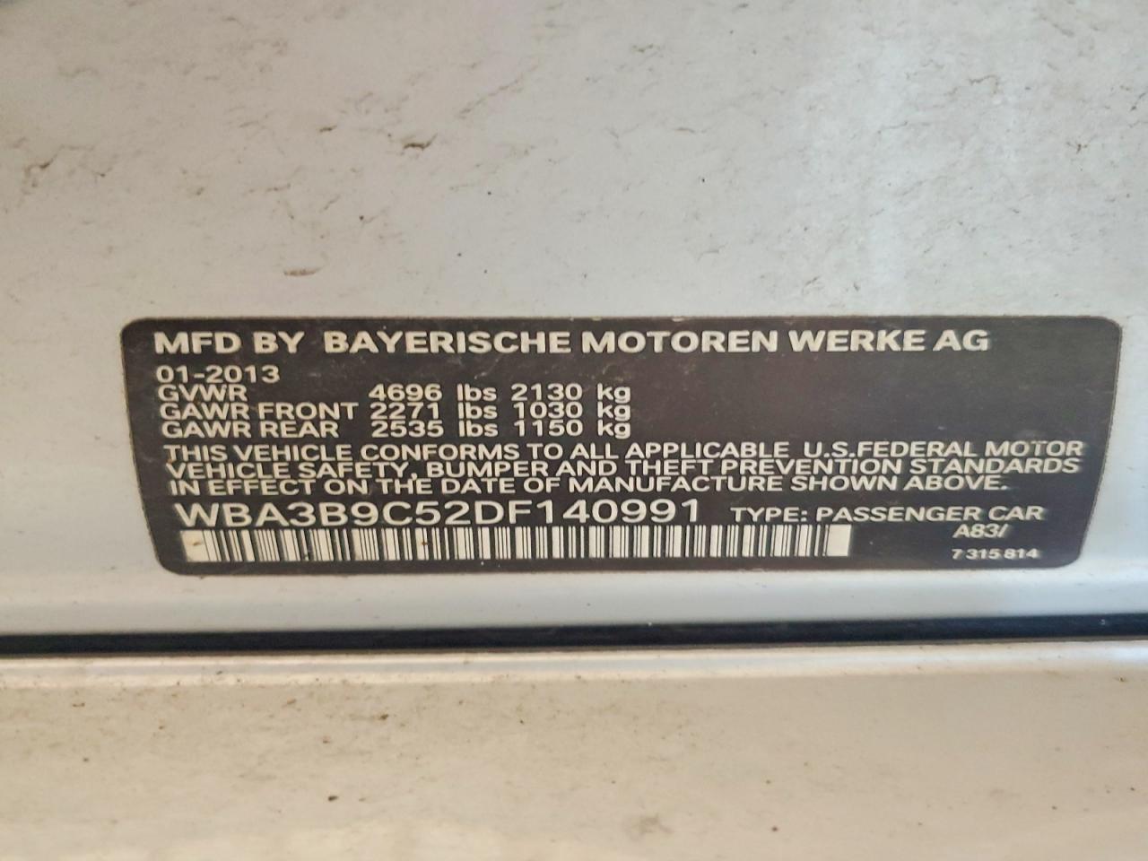 2013 Bmw 335 Xi Silver vin: WBA3B9C52DF140991