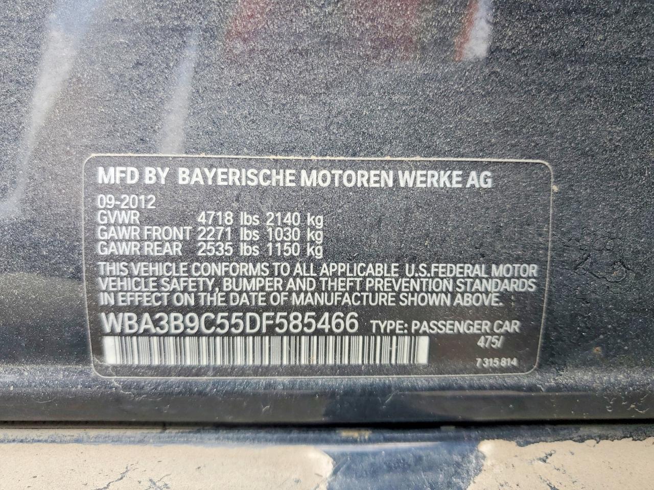 2013 Bmw 335 Xi Black vin: WBA3B9C55DF585466