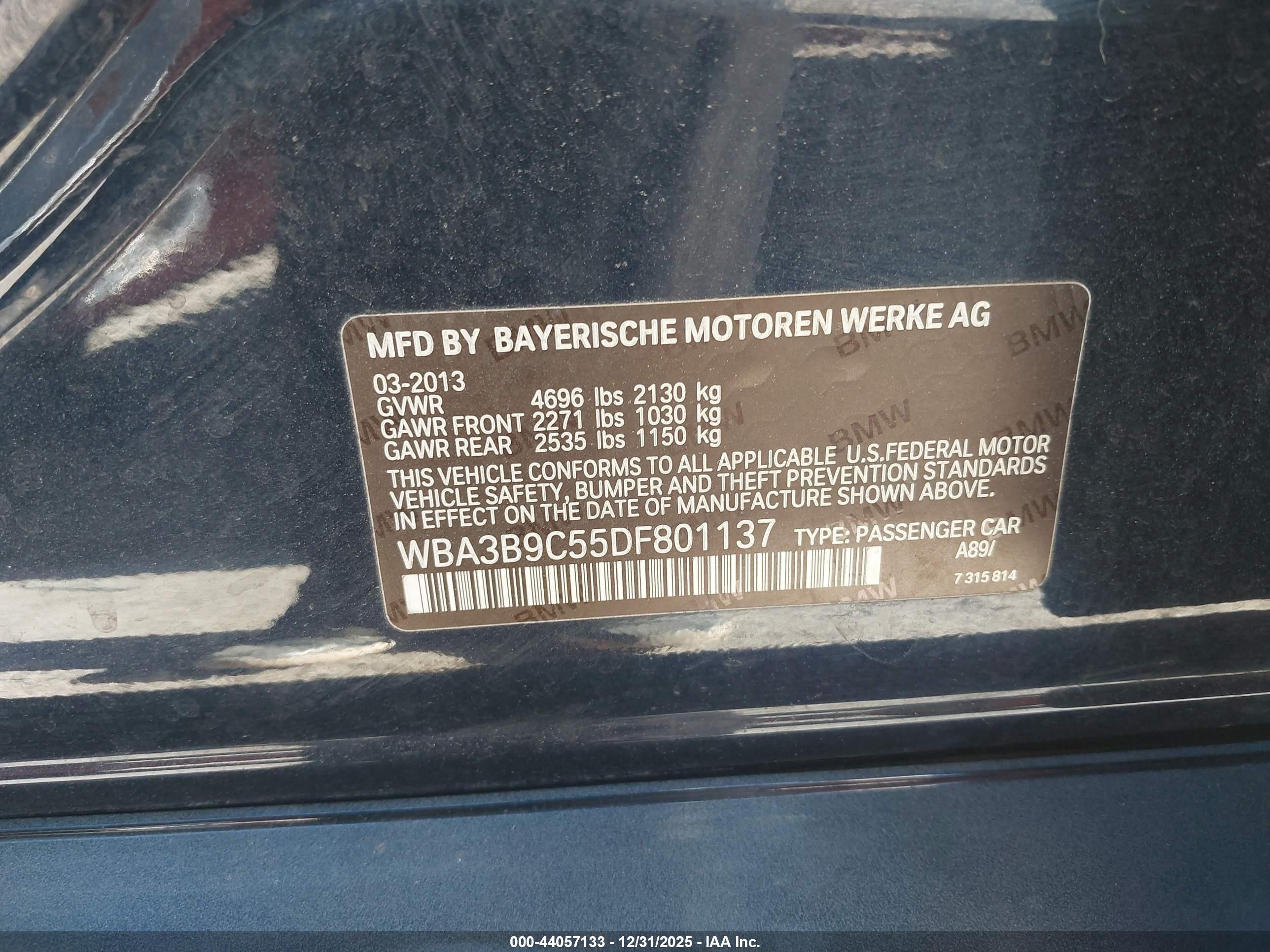 2013 Bmw 335i Xdrive Black vin: WBA3B9C55DF801137