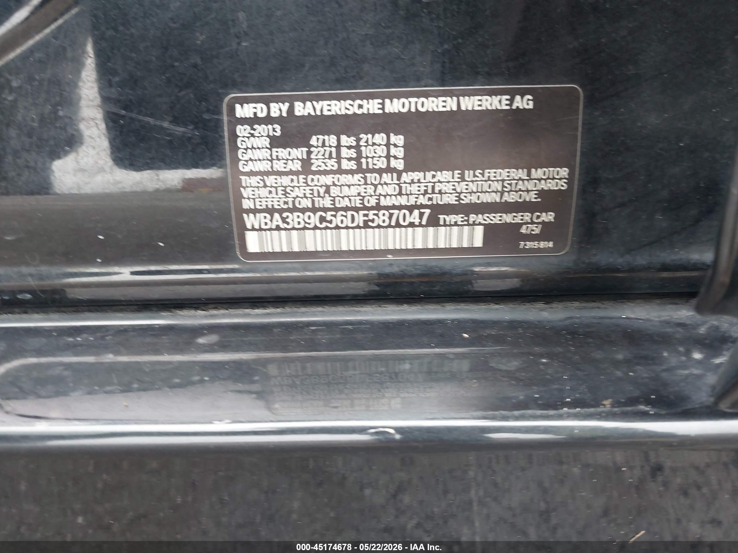 2013 Bmw 335i Xdrive Black vin: WBA3B9C56DF587047